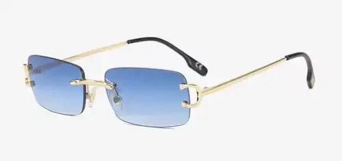 Electric Visual Blue Lence Retro Rectangular Rimles Sunglasess Size ONE SIZE - 4 Thumbnail
