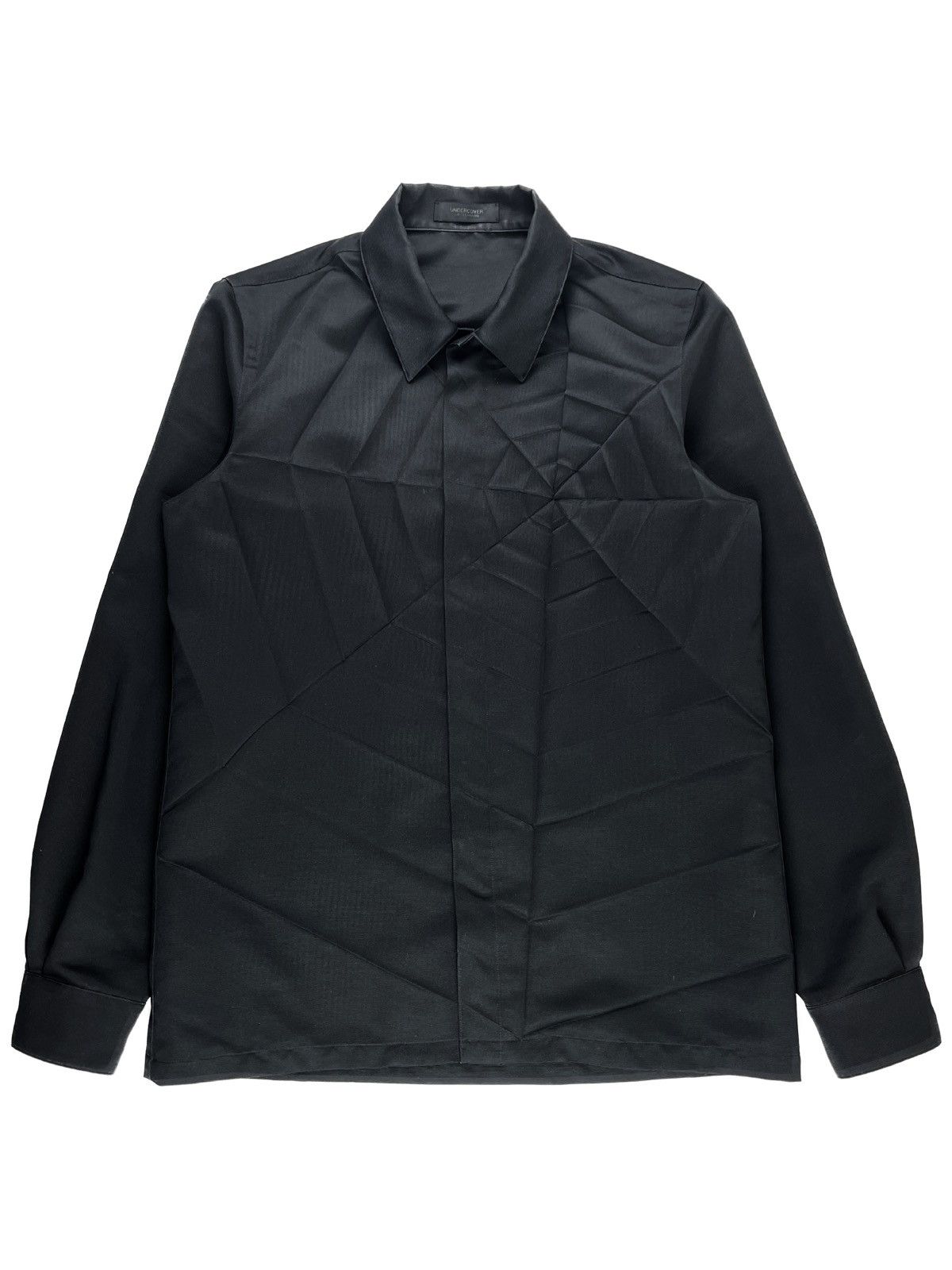 image of Jun Takahashi x Undercover Ss20 Undercover Spider Web Pleated Button Up Shirt in Black (Size XL)