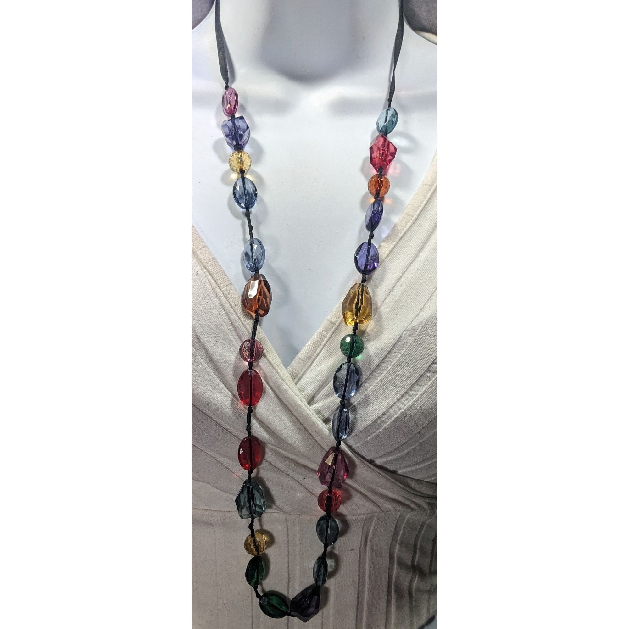 Avenue Avenue Rainbow Gemmed Black Ribbon Necklace Size ONE SIZE - 5 Thumbnail