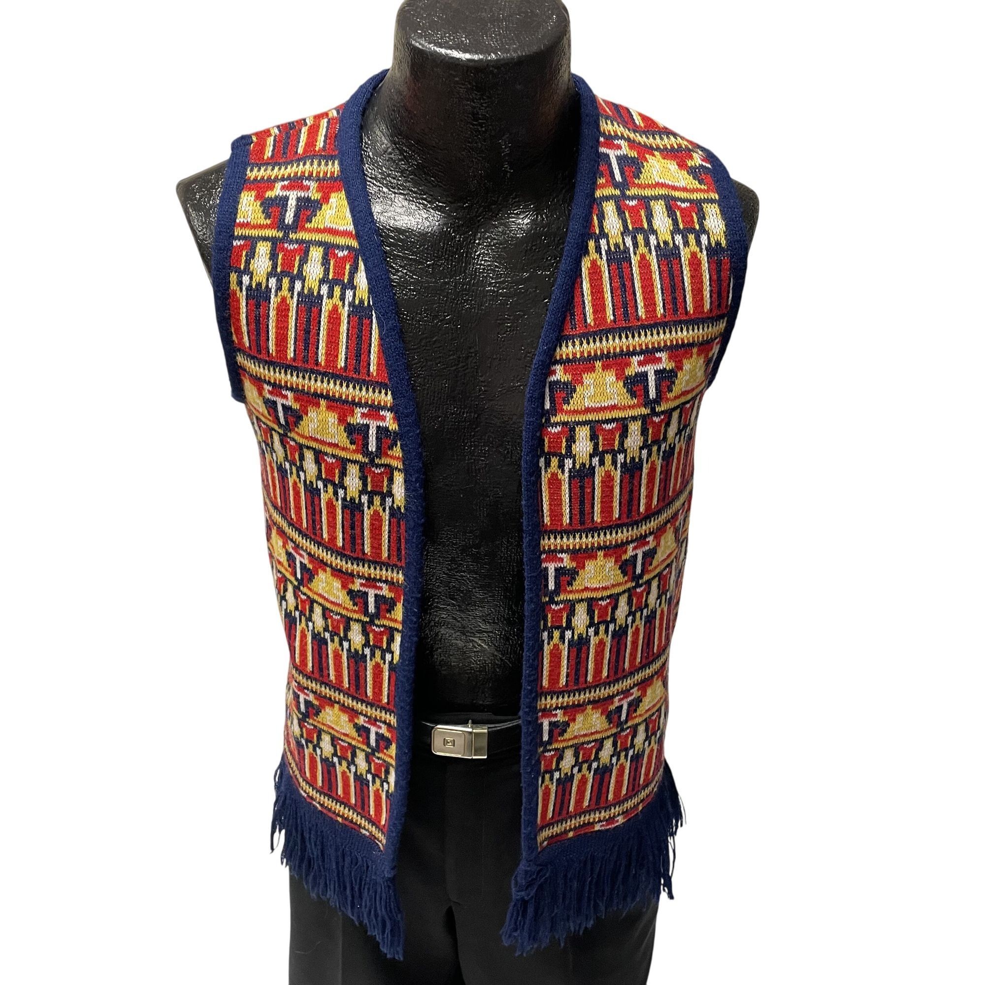 Other Vtg Bright Red Yellow TRIBAL Mayan Pyramid Knit Vest Size US S / EU 44-46 / 1 - 3 Thumbnail