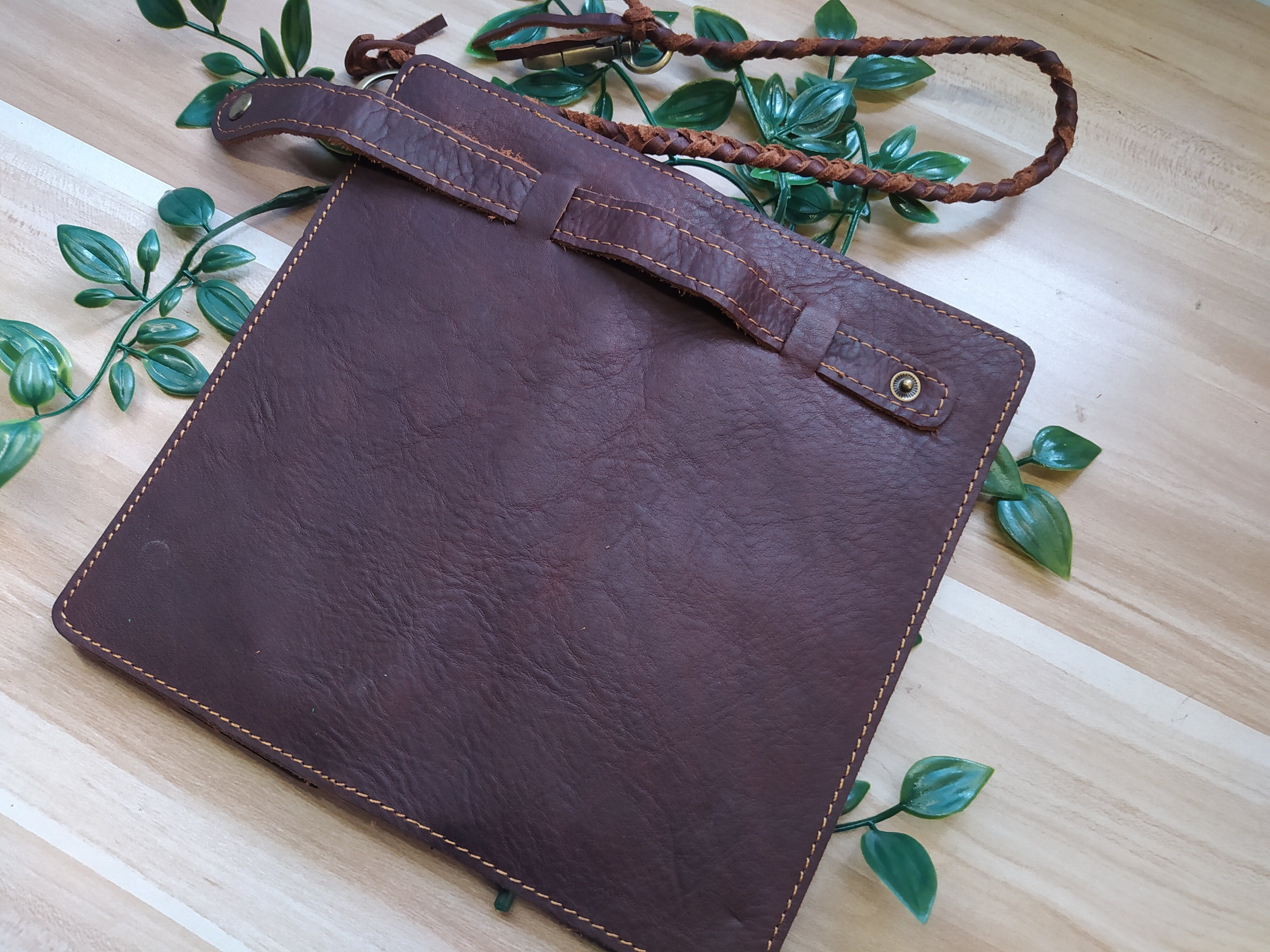 HANDMADE LEATHER LONG WALLET with strap (Free Shipping)