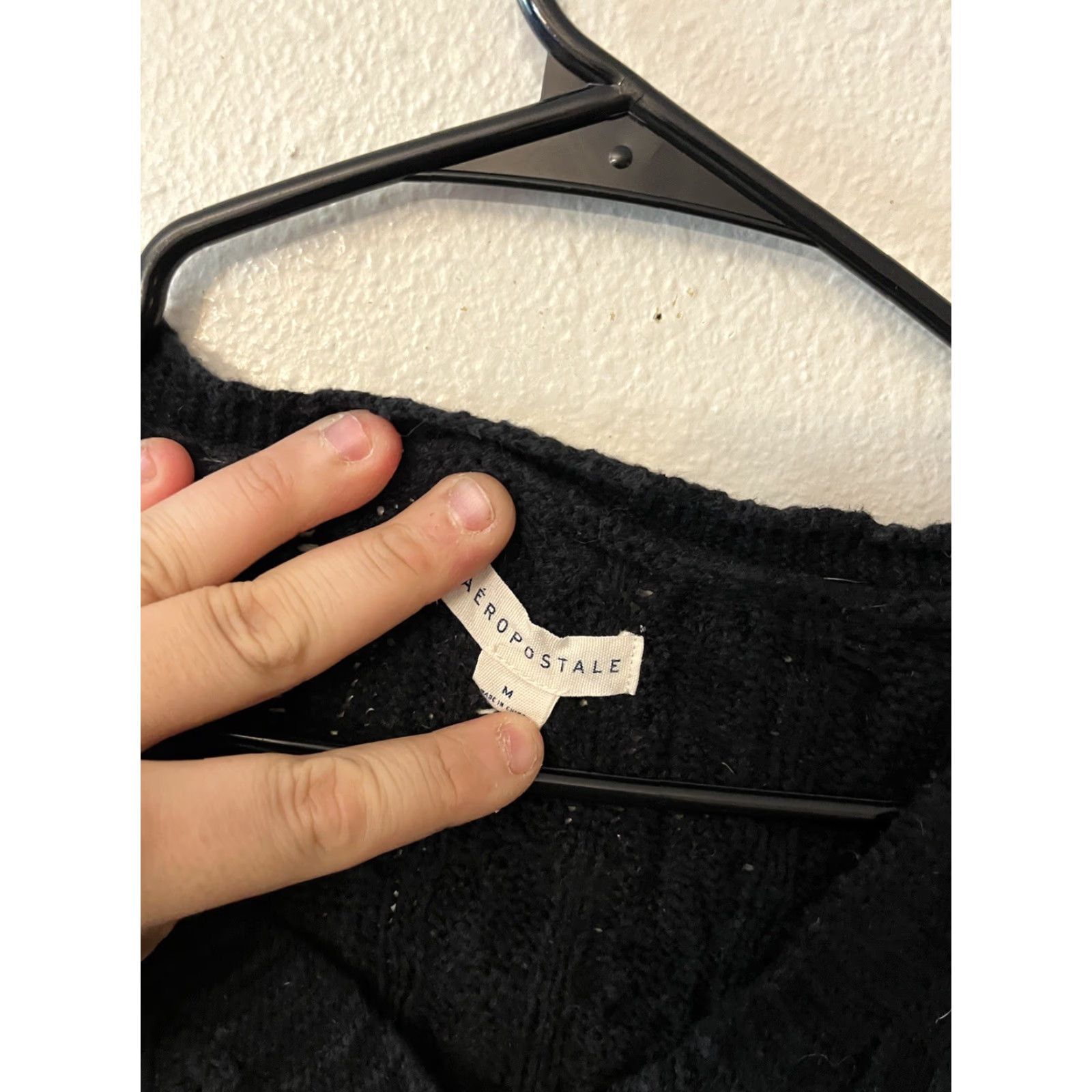 Aeropostale VINTAGE Aeropostale Knit Cardigan Sweater Women Medium Black All Seasons Open Button Cotton Acrylic Size M / US 6-8 / IT 42-44 - 2 Thumbnail