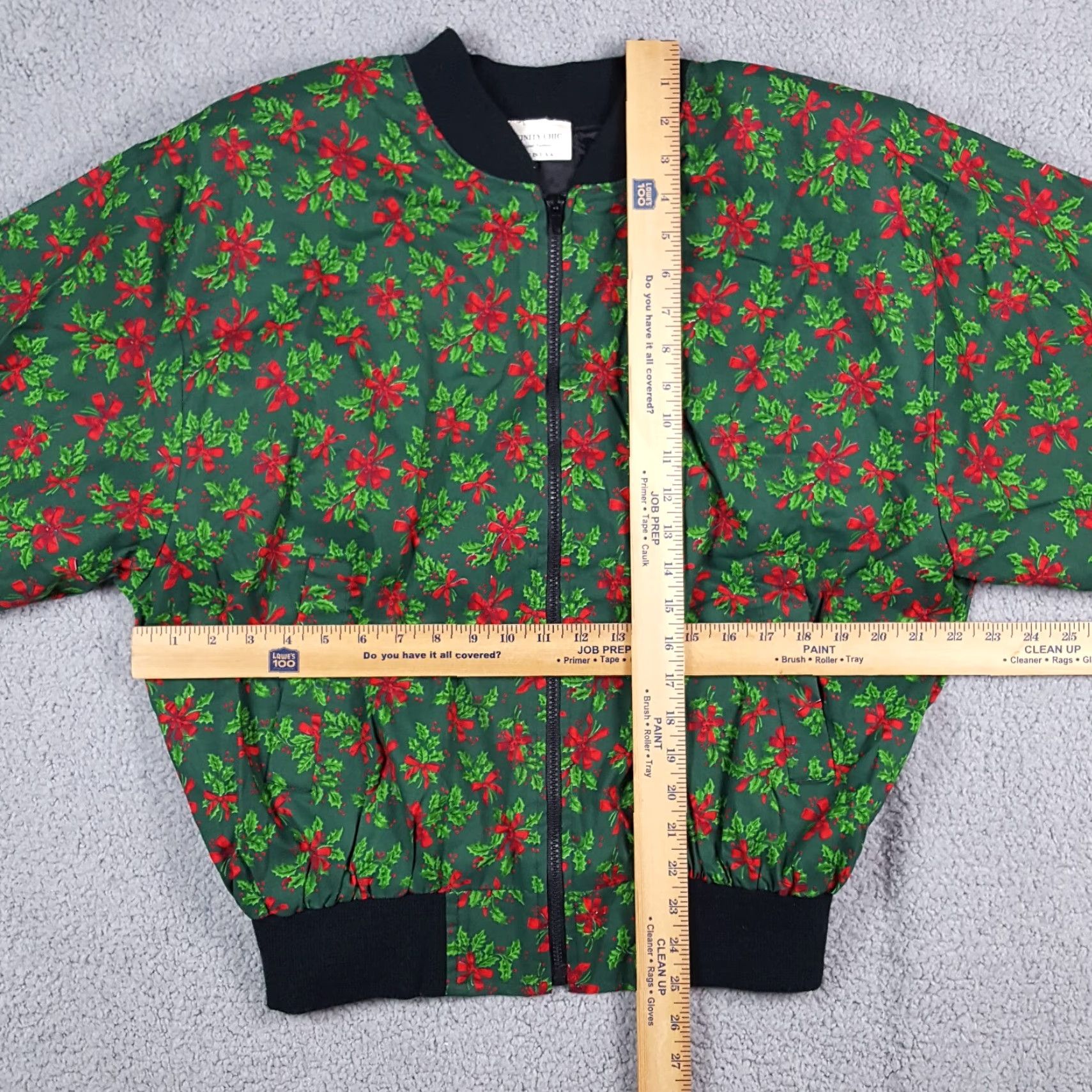 Vintage VINTAGE 80s Infinity Chic Christmas Zip Up Jacket One Size Green Windbreaker Retro Bohemian Y2K Womens Size ONE SIZE - 6 Thumbnail