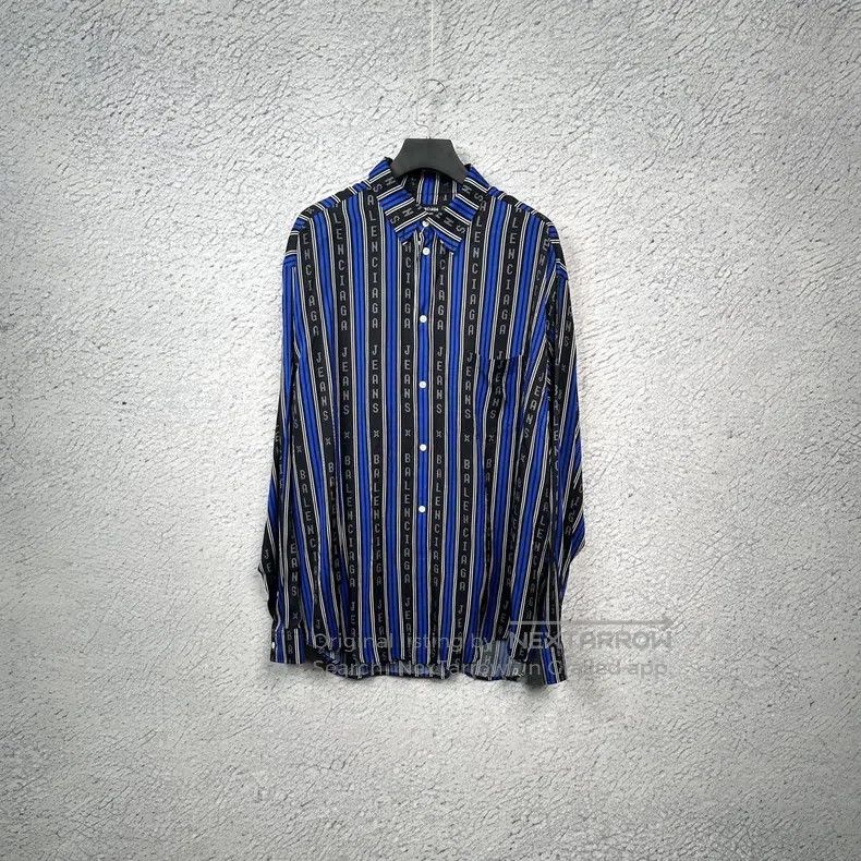 Balenciaga Balenciaga size 41 Black and blue logo striped viscose twi Size US L / EU 52-54 / 3 - 1 Thumbnail