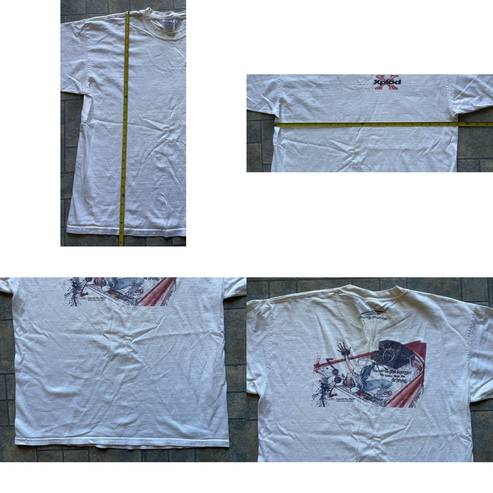 Gildan VINTAGE Sony Xplod Ralph Steadman T Shirt White Men XL My Music Does The Driving Mens Shirts White XL Sony Xplod Steadman Size US XL / EU 56 / 4 - 9 Thumbnail