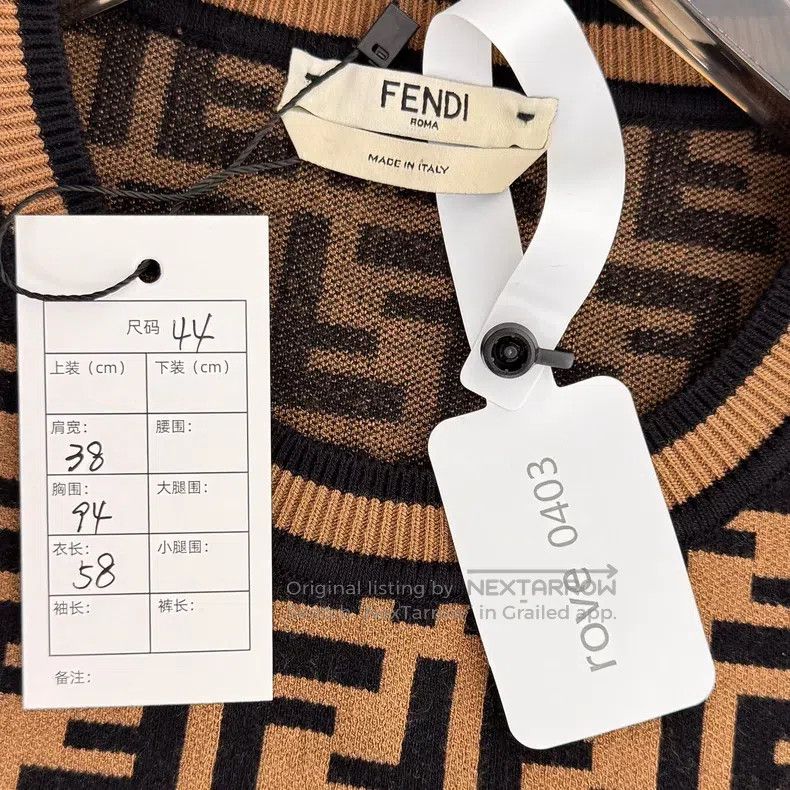 Fendi Fendi Double F Monogram All-Over Knit Top Size M / US 6-8 / IT 42-44 - 3 Thumbnail