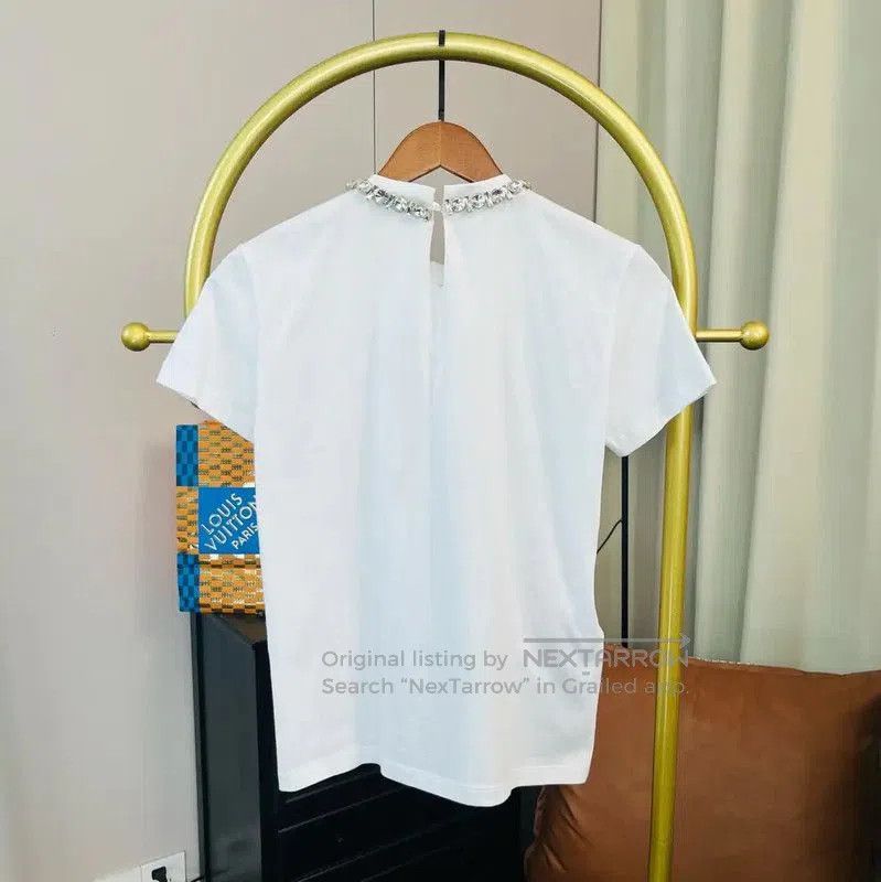 Miu Miu Miu Miu White Cotton T-Shirt with Gem Detail . Size S / US 4 / IT 40 - 2 Thumbnail