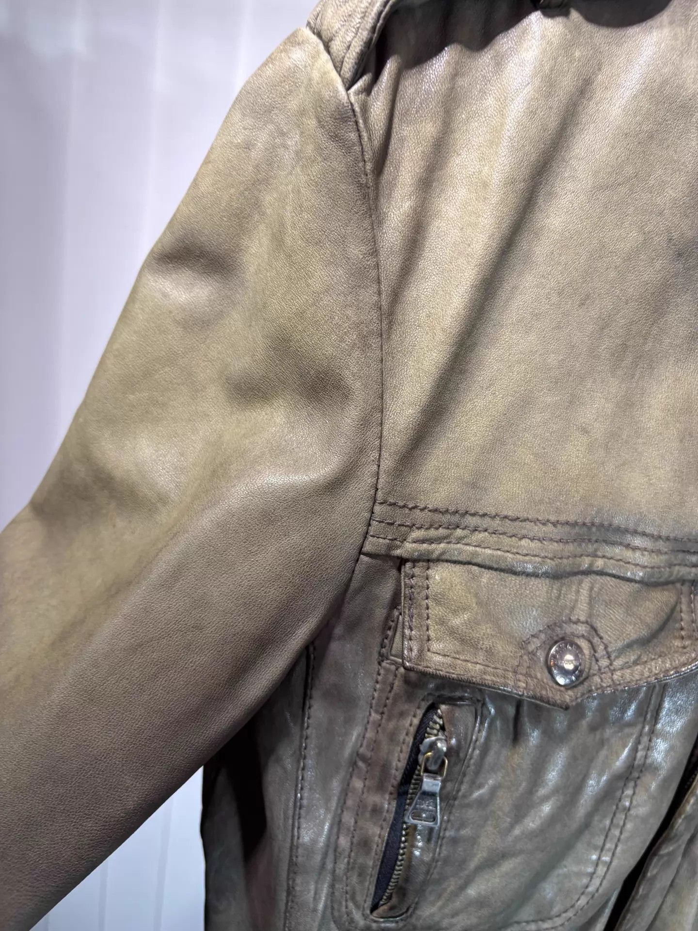 Katharine Hamnett London Katharine Hamnett 00s Tobacco 4-Pkt Epau LeatherJkt L Size US L / EU 52-54 / 3 - 4 Thumbnail