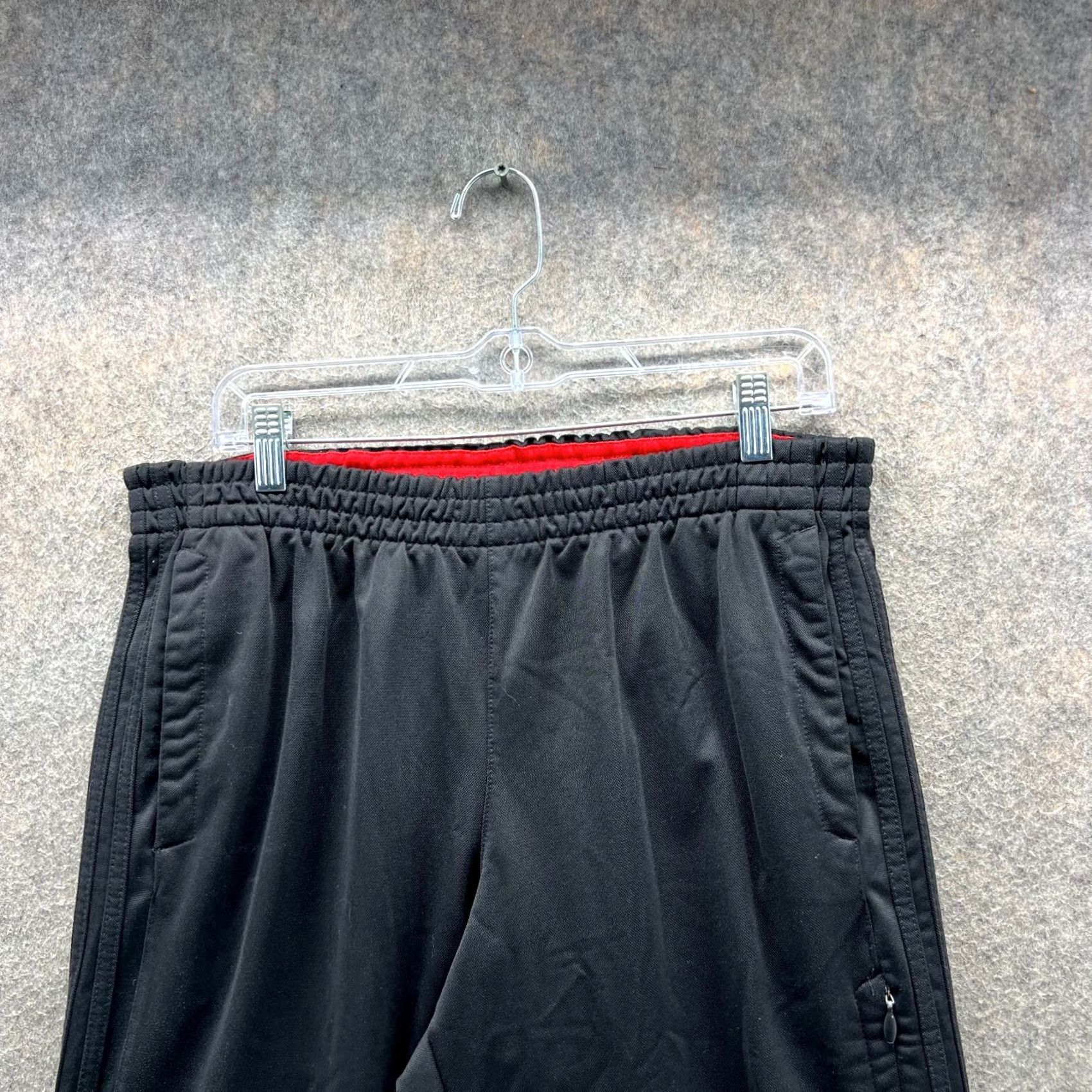 Adidas VINTAGE adidas Pants Mens Large Black Red Trefoil Zip Straight Sweatpants Y2K Size US 33 - 7 Thumbnail