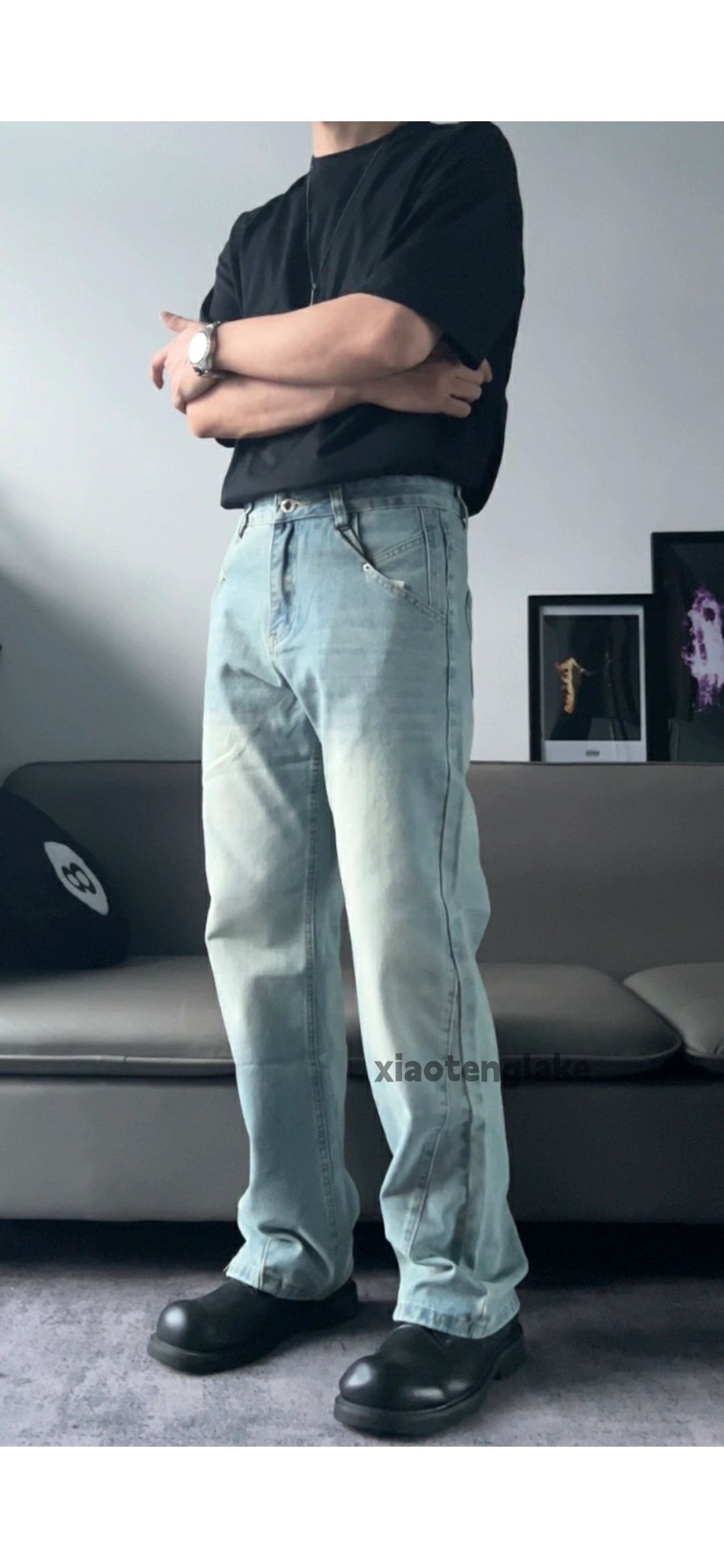 Jean × Vintage washed faded blue yuppie patchwork y2k jeans Size US 32 / EU 48 - 3 Thumbnail