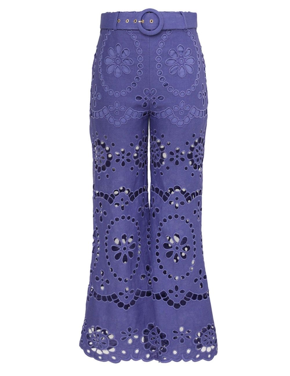 oc11z0525 Pop Embroidered Crop Pant in Purple