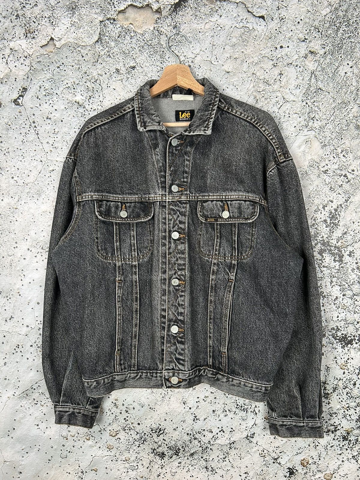 90s Lee 220J black denim jacket usa XXL Vintage 70's Lee Riders