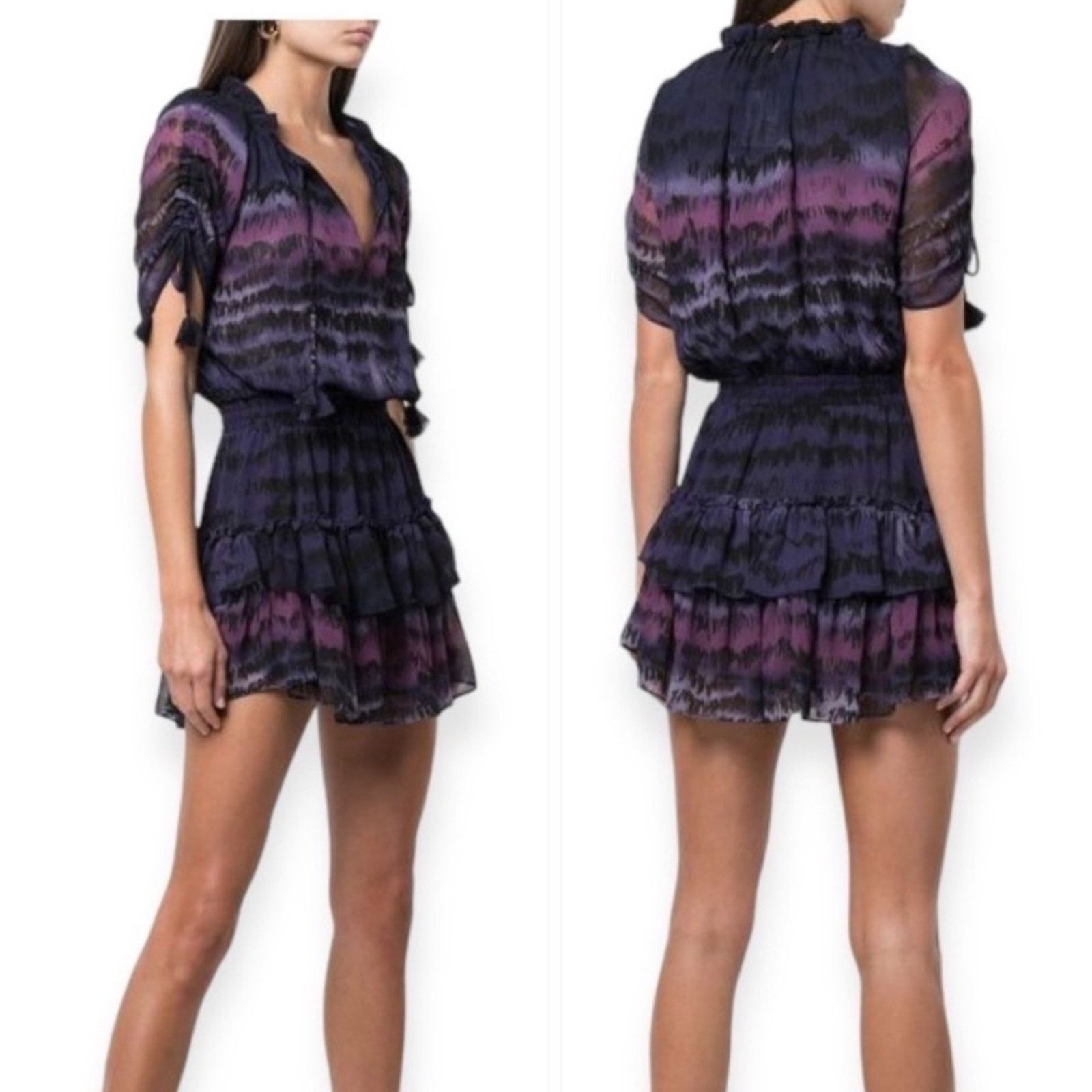 MISA Los Angeles Misa Los Angeles Becca Purple Tie Dye Tassel Tie Mini Dress Size XS / US 0-2 / IT 36-38 - 1 Thumbnail
