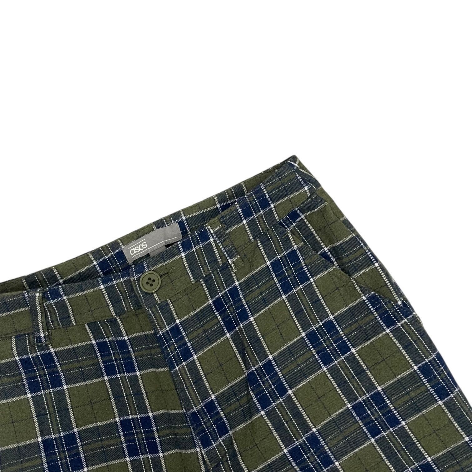 Asos ASOS Green & Navy Blue Plaid High Rise Trousers Size 25" / US 0 / IT 36 - 2 Thumbnail