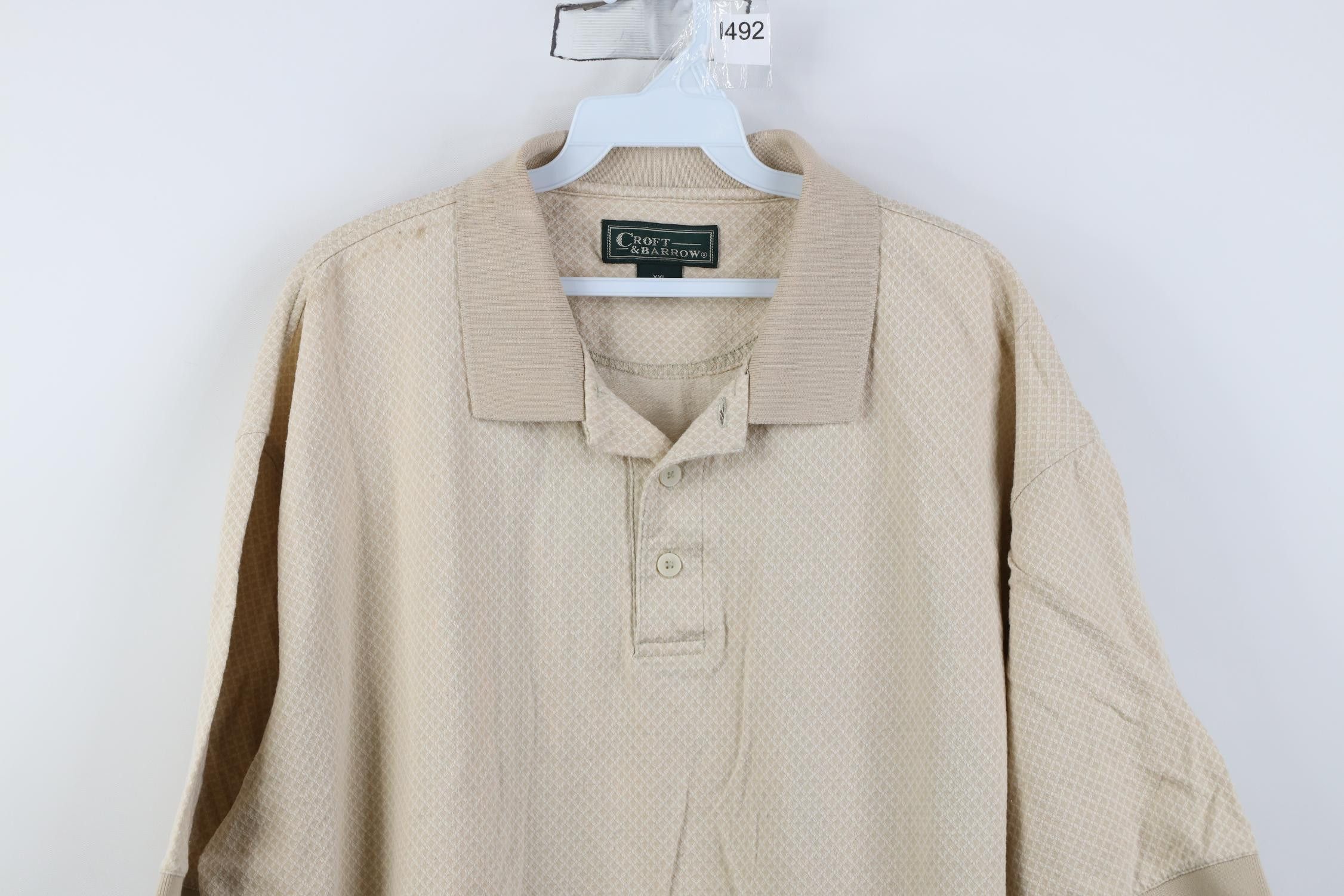 Vintage Vintage 90s Streetwear Knit Collared Golf Polo Shirt Beige Size US XXL / EU 58 / 5 - 2 Thumbnail