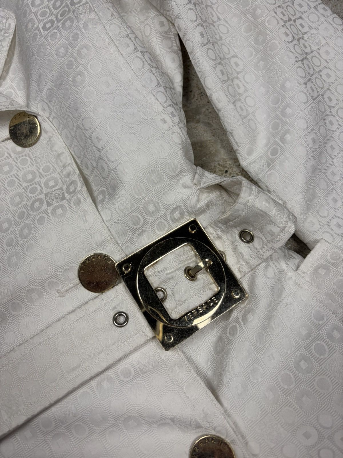 Versace 2000s Gianni Versace Double Breasted Trench Coat Jacquard Size M / US 6-8 / IT 42-44 - 7 Thumbnail