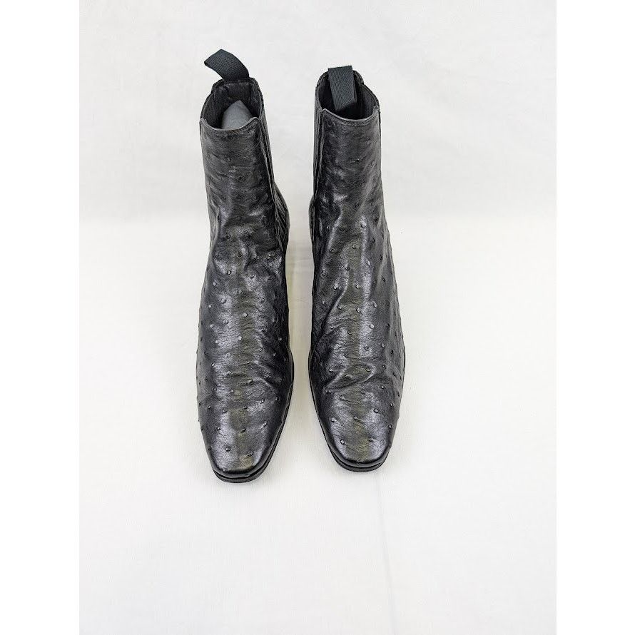 Saint Laurent Paris o1rshd1 Ostrich Leather Boots in Black Size US 8 / EU 41 - 18 Thumbnail