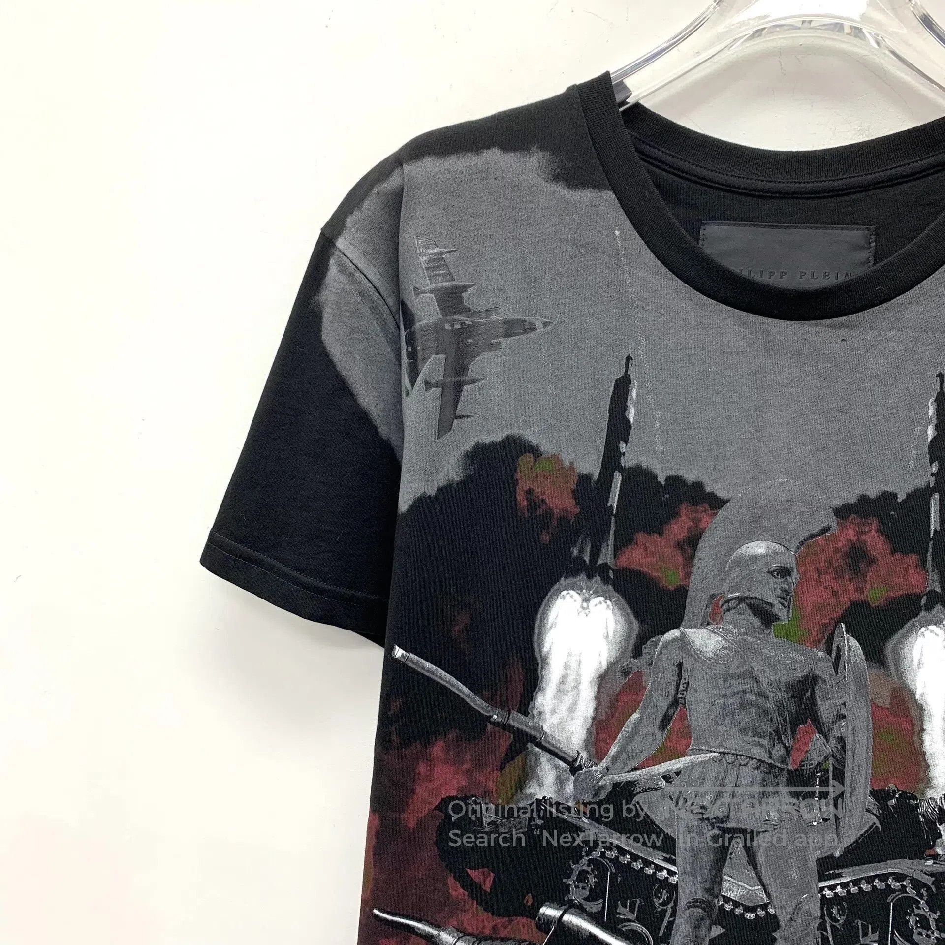Philipp Plein Philipp Plein Black Rocket Plane Letter Printed Cotton Cre Size US L / EU 52-54 / 3 - 3 Thumbnail