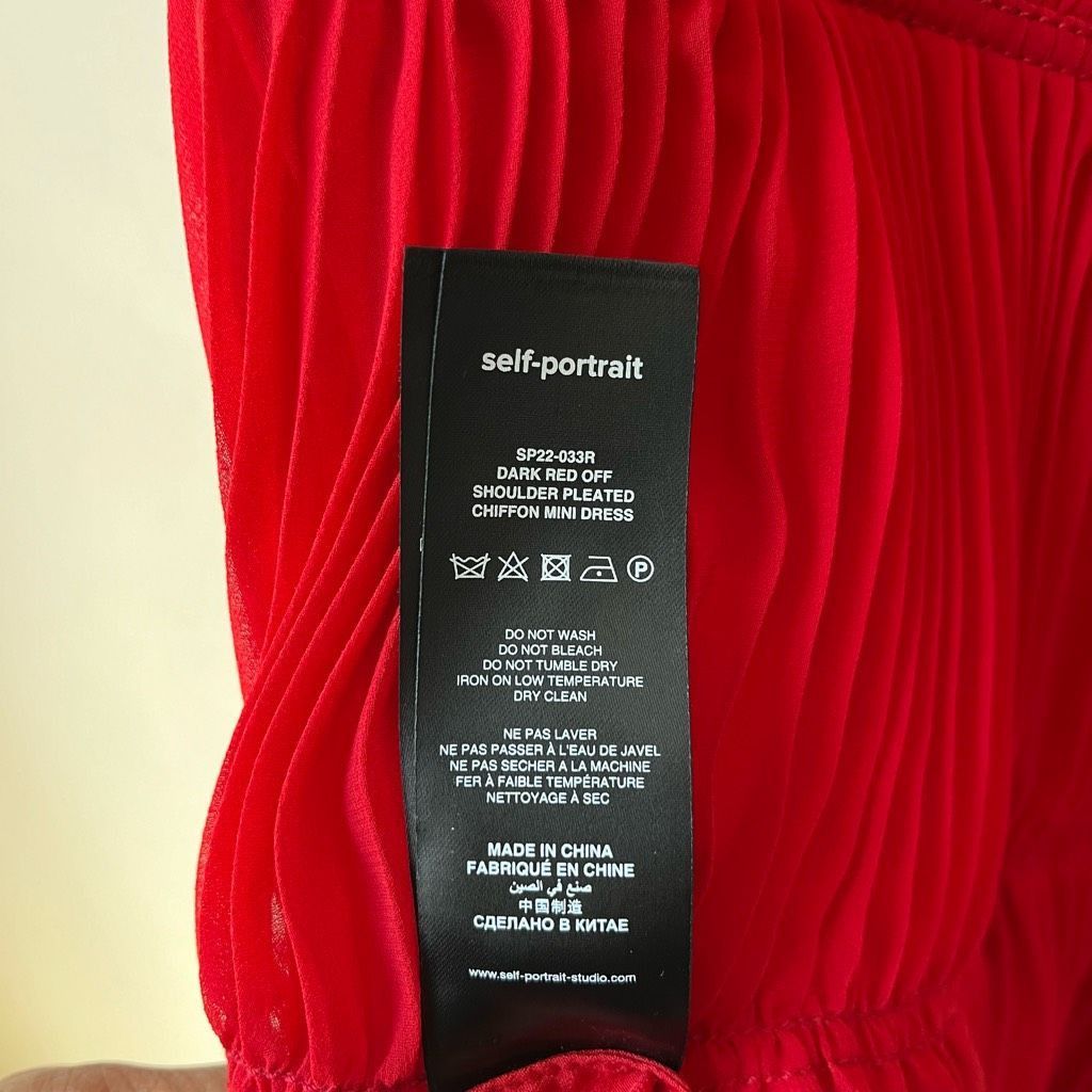 Self-Portrait NWT Self Portrait Dress Pleated Off Shoulder Lace Red Mini D Size S / US 4 / IT 40 - 10 Thumbnail