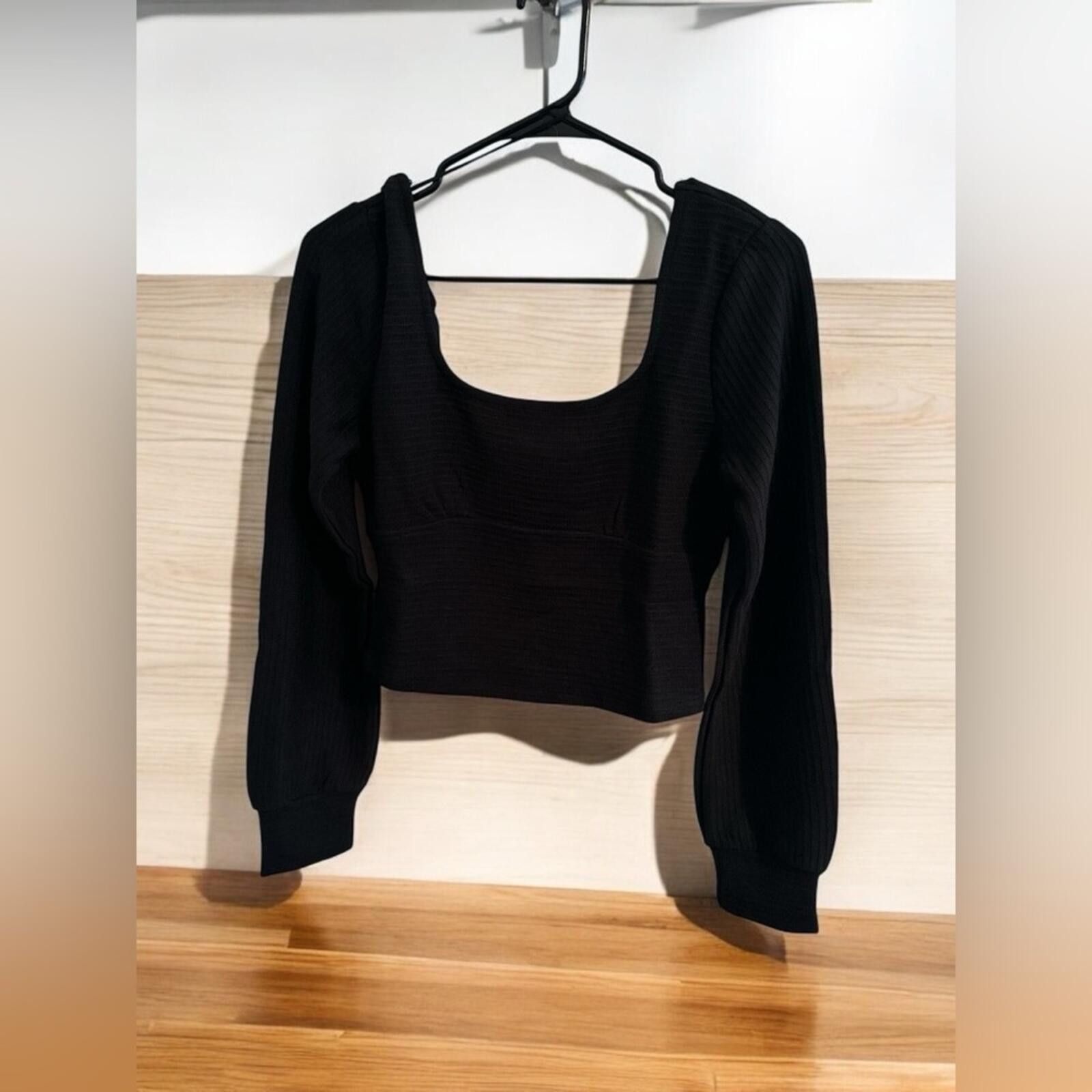 Other Band of the Free Ribbed Boho Black Top Crop NWT Size M / US 6-8 / IT 42-44 - 1 Thumbnail