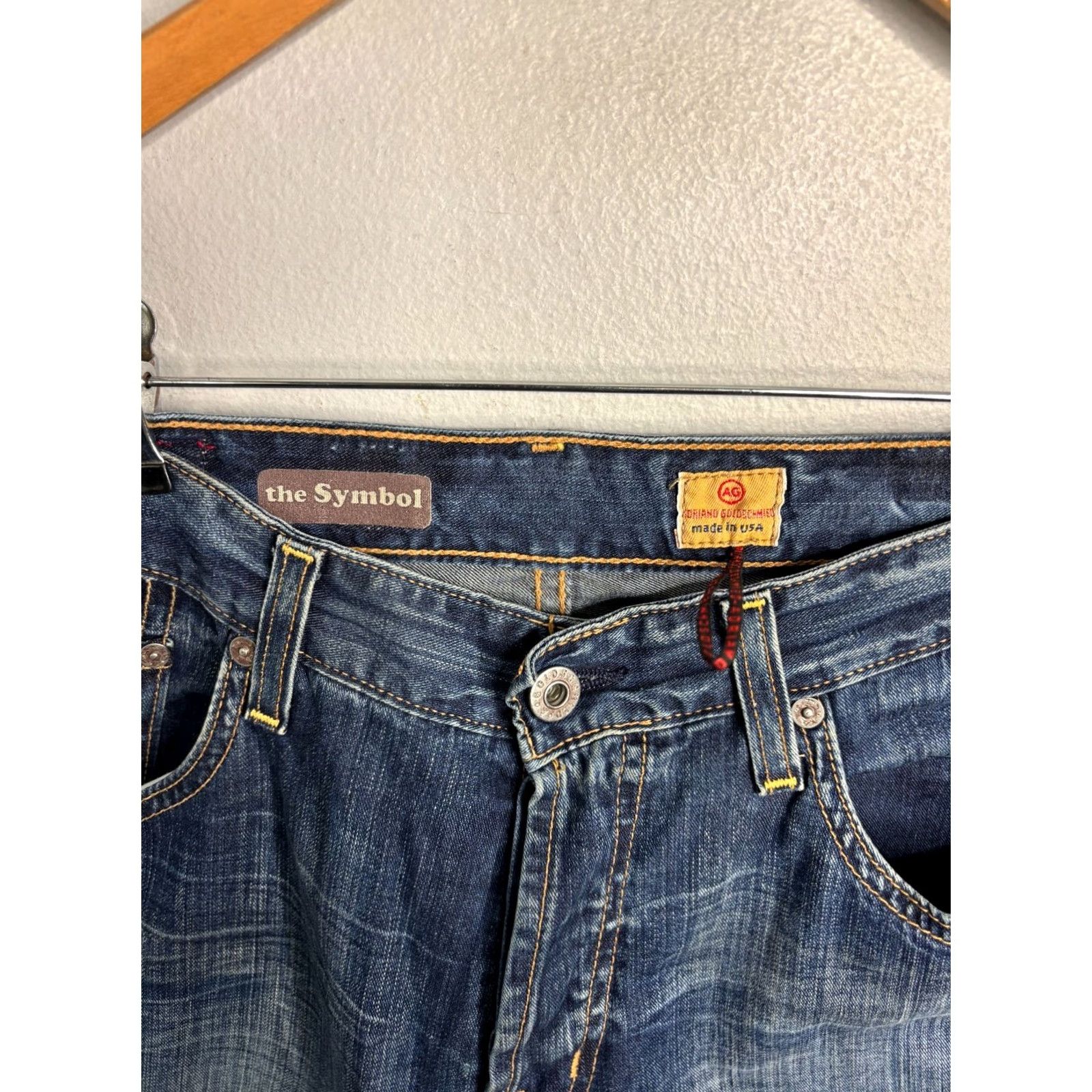 Vintage AG Adriano Goldschmied The Symbol Jeans Size 34/34 Button Fly Vintage Mens Blue 100% Cotton Denim Jeans Relaxed USA Size US 34 / EU 50 - 2 Thumbnail
