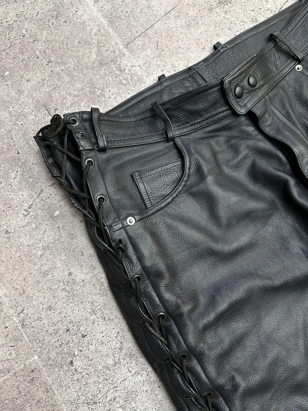 Jean Paul Gaultier Leather Pants Rick Owens Style Vintage Avantgarde Moto Japan Size US 38 / EU 54 - 8 Thumbnail