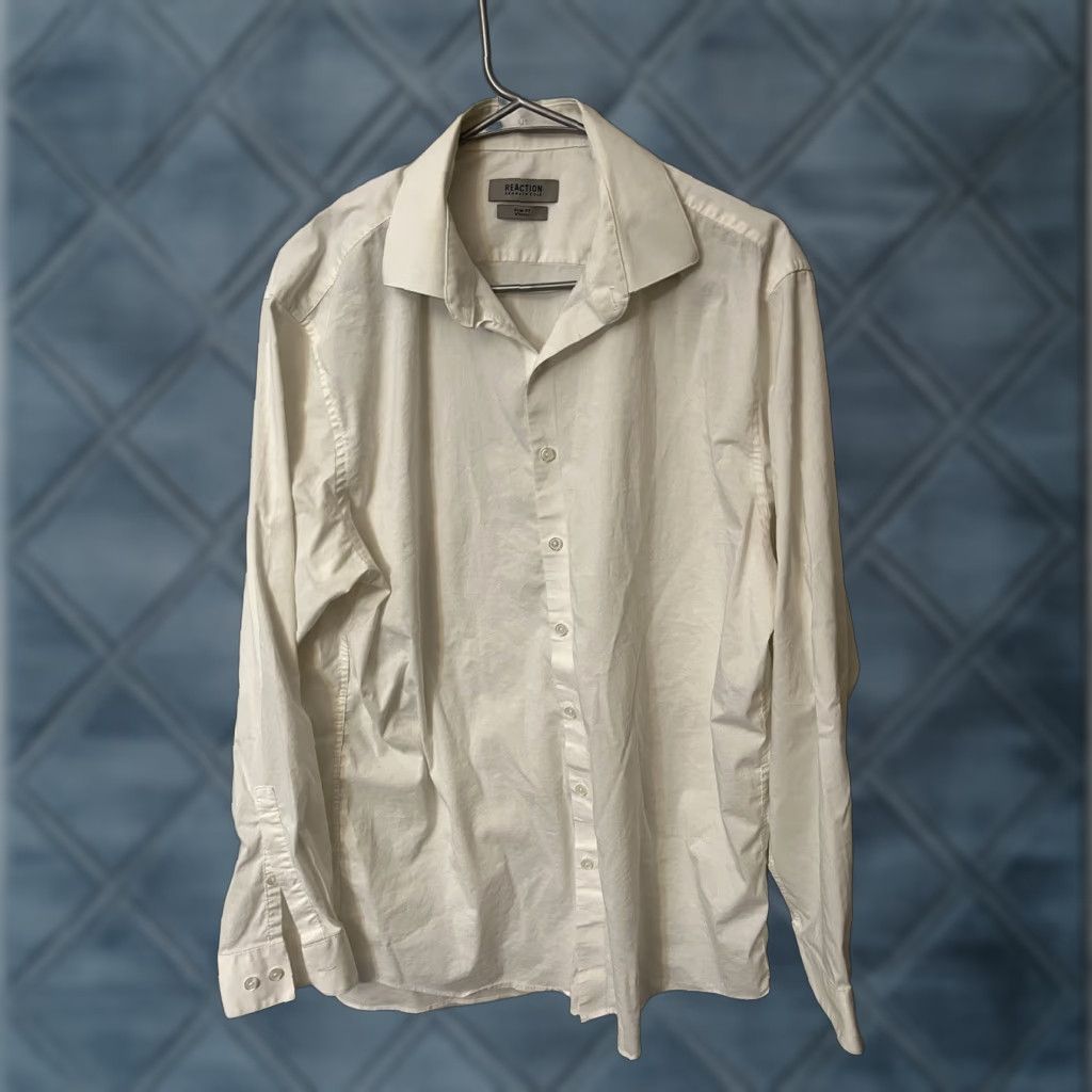 Kenneth Cole Kenneth Cole Shirt Mens L Solid White Slim Fit Button-Up Size US L / EU 52-54 / 3 - 1 Thumbnail