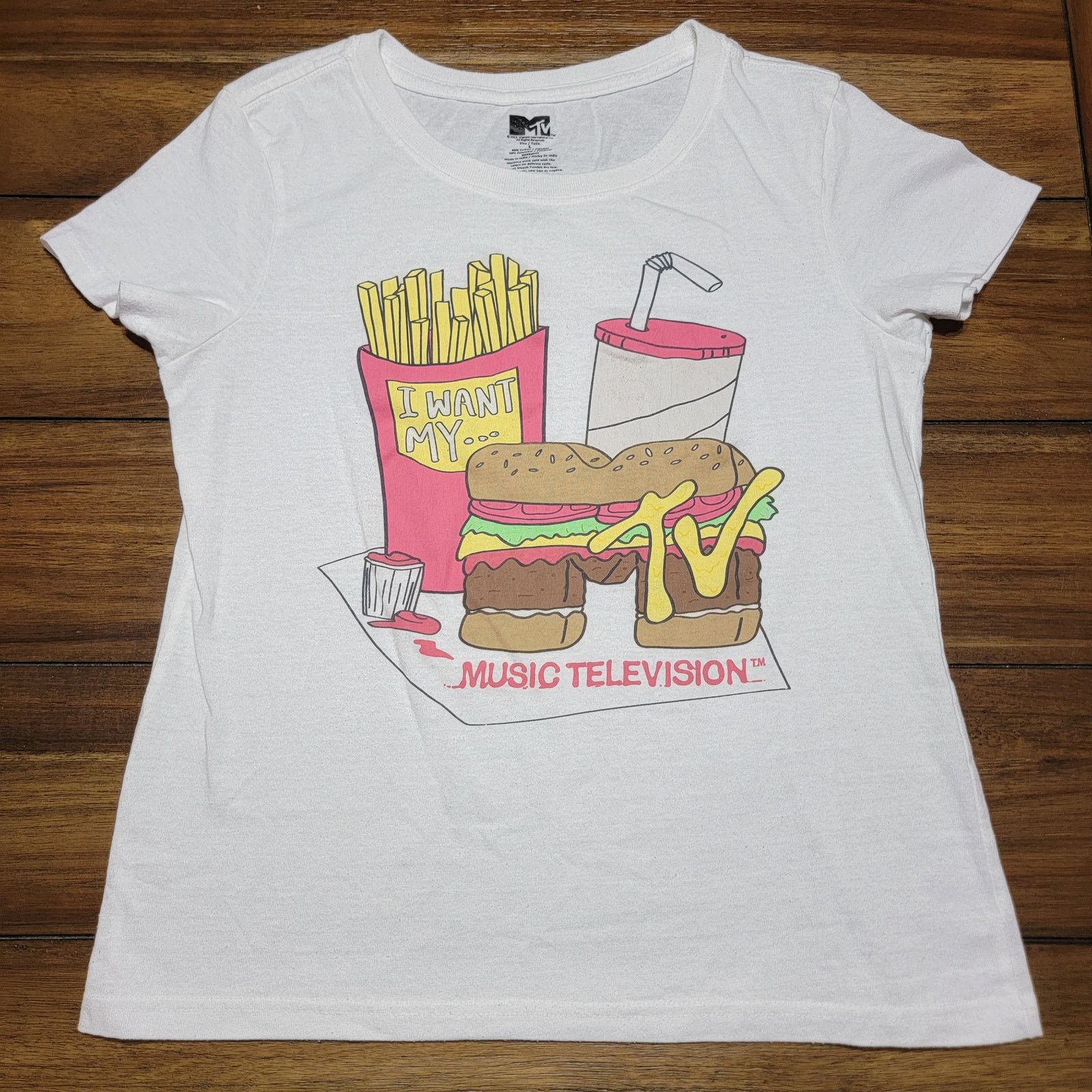 Mtv MTV White Tee "I Want My MTV" Fast Food - Size Small Size S / US 4 / IT 40 - 1 Thumbnail