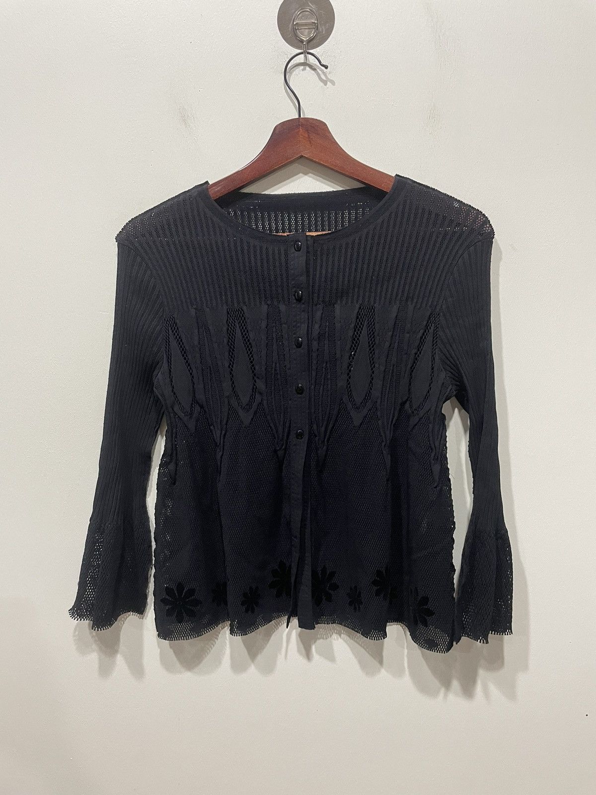 Hiroko Koshino Homme × Japanese Brand × Vintage Hiroko BIS Black Mesh Blouse Size ONE SIZE - 1 Thumbnail