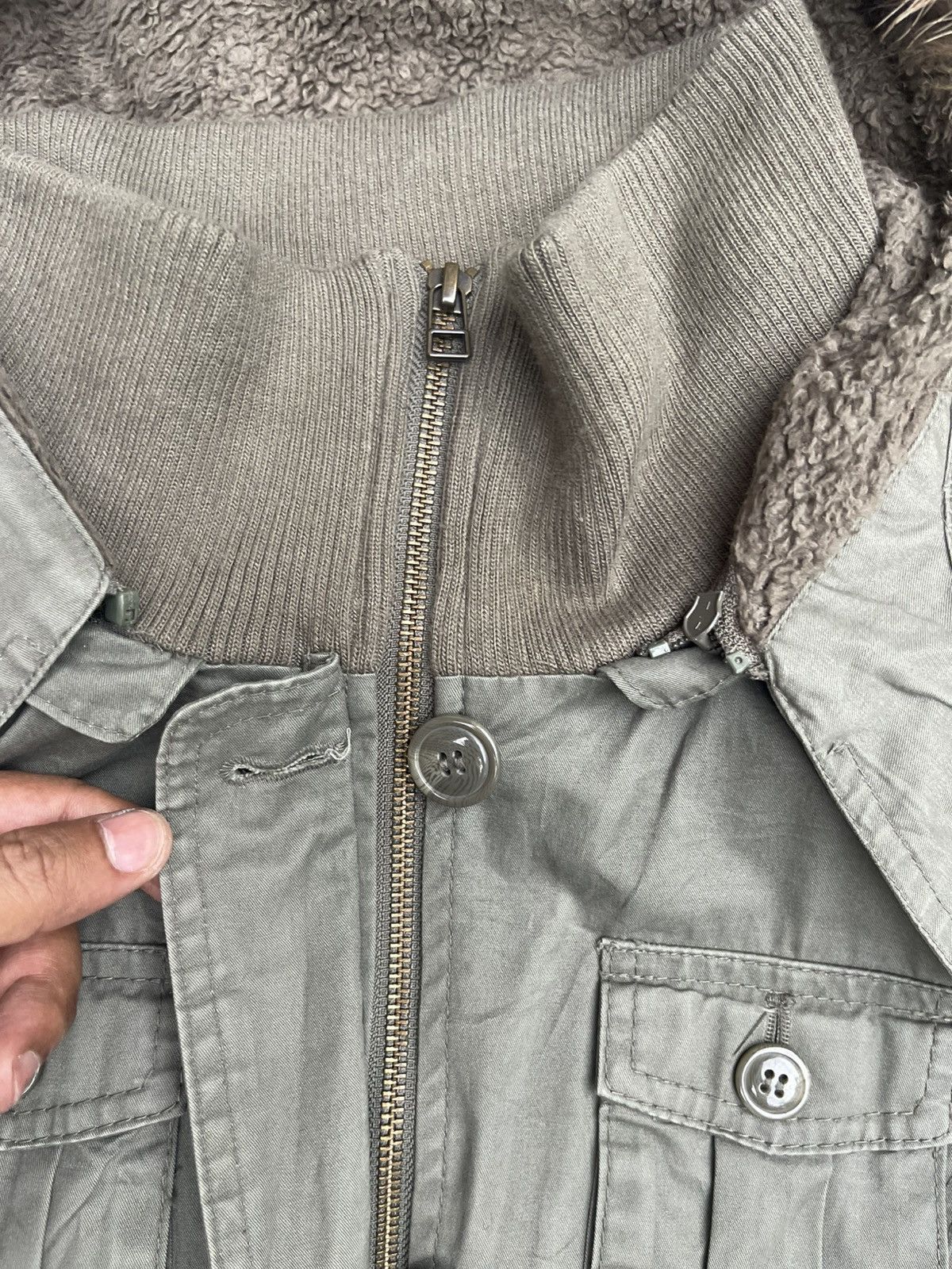 Japanese Brand × Other Vintage Green Hooded Fur-Lined Military Jacket Multi Pockets Size US S / EU 44-46 / 1 - 4 Thumbnail