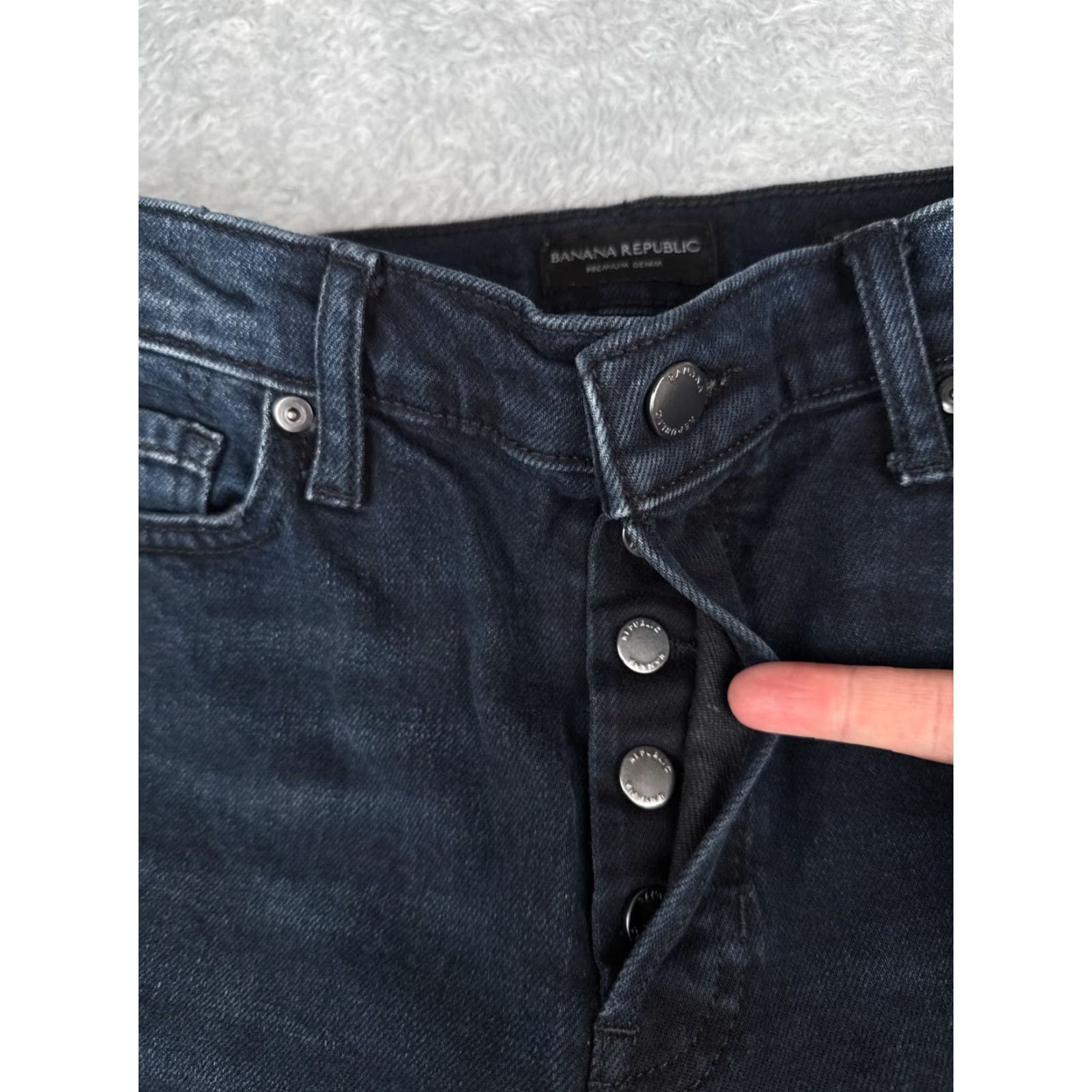 Banana Republic Banana Republic Jeans Women 29P Blue Denim High Rise Straight Raw Hem Dark 29x24 Size 29" - 5 Thumbnail