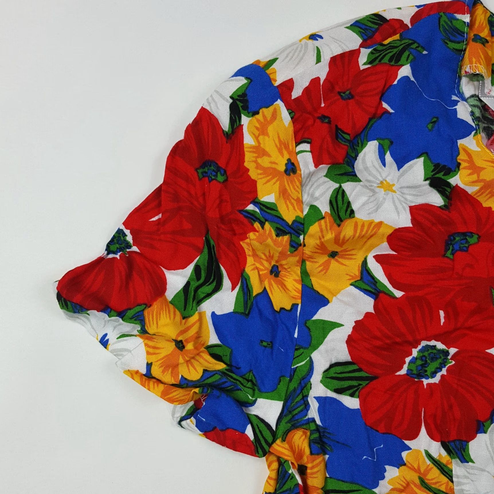 Vintage VINTAGE Floral Print Womens Size 6 Short Sleeve Button Up Shirt Top Dress Size M / US 6-8 / IT 42-44 - 4 Thumbnail
