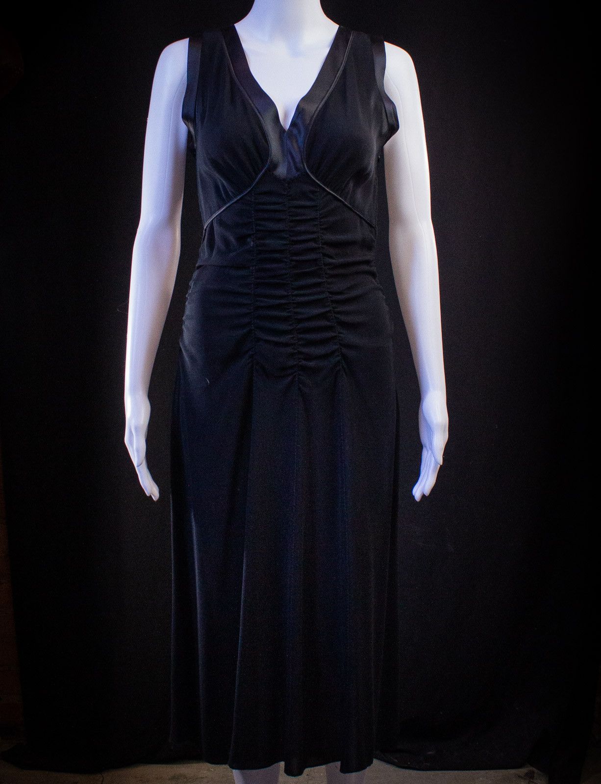 Image of Prada Black Silk Bias Cut Sleeveless Dress, Women's (Size XS)