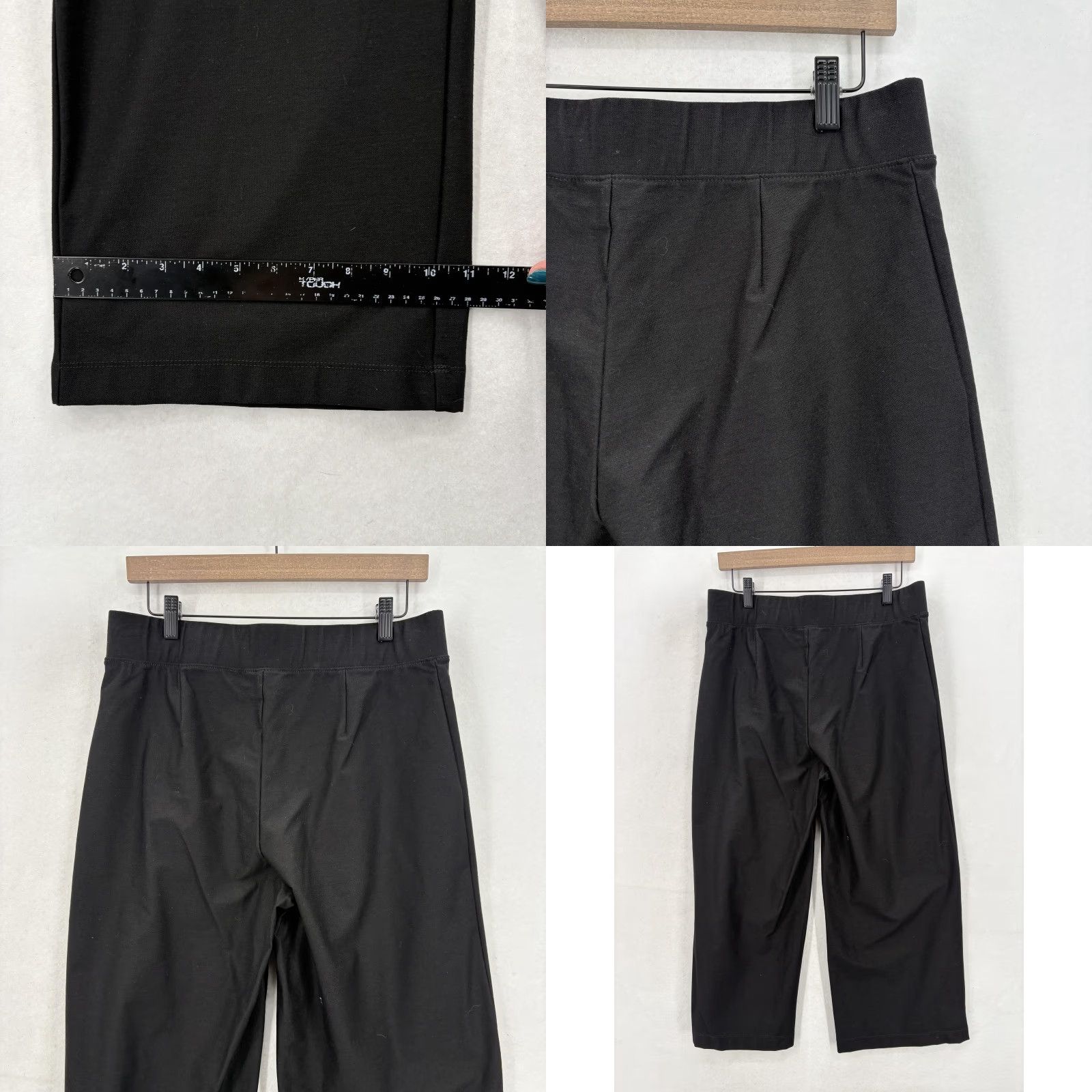 Vintage Chico's Wide Leg Crop Pants Womens Medium Black Pull On Slinky Knit Crepe Size 32" / US 10 / IT 46 - 9 Thumbnail