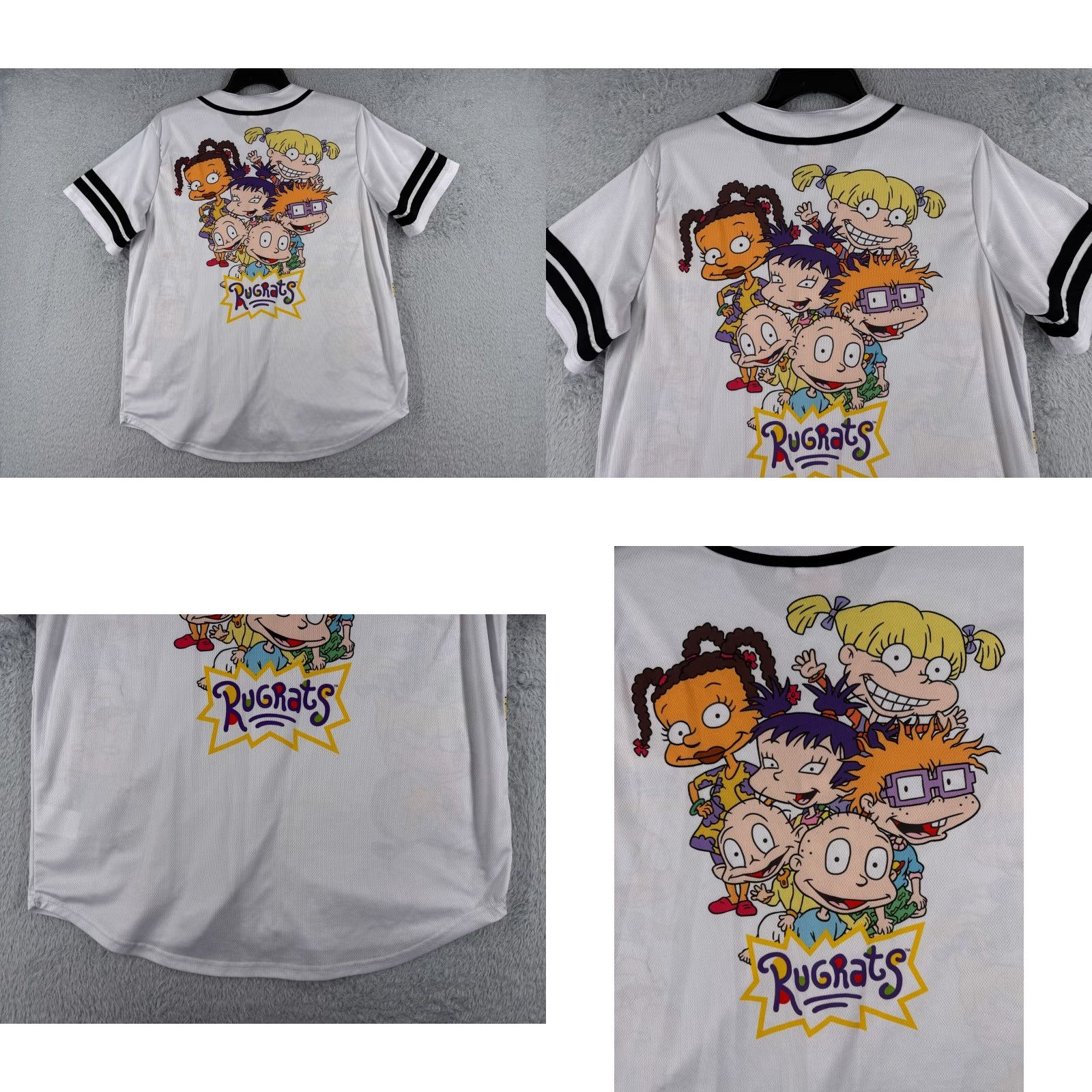 Nickelodeon VINTAGE Nickelodeon Jersey Adult XL White Rugrats Button Up 100% Polyester Shirt Mens 90s Size US XL / EU 56 / 4 - 9 Thumbnail