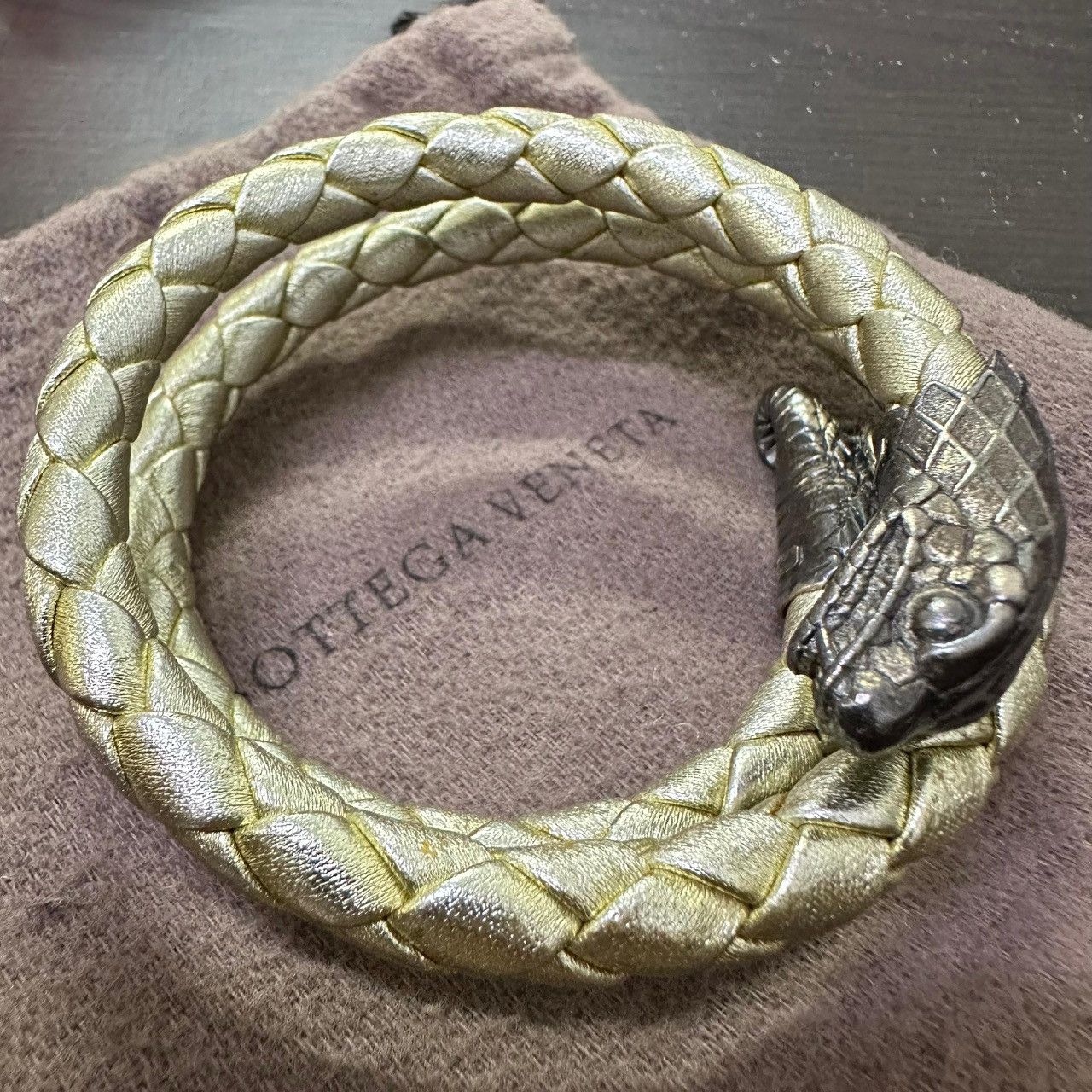 Bottega Veneta Bottega Veneta Vintage Snake Bracelet 925 Silver Leather Size ONE SIZE - 12 Thumbnail