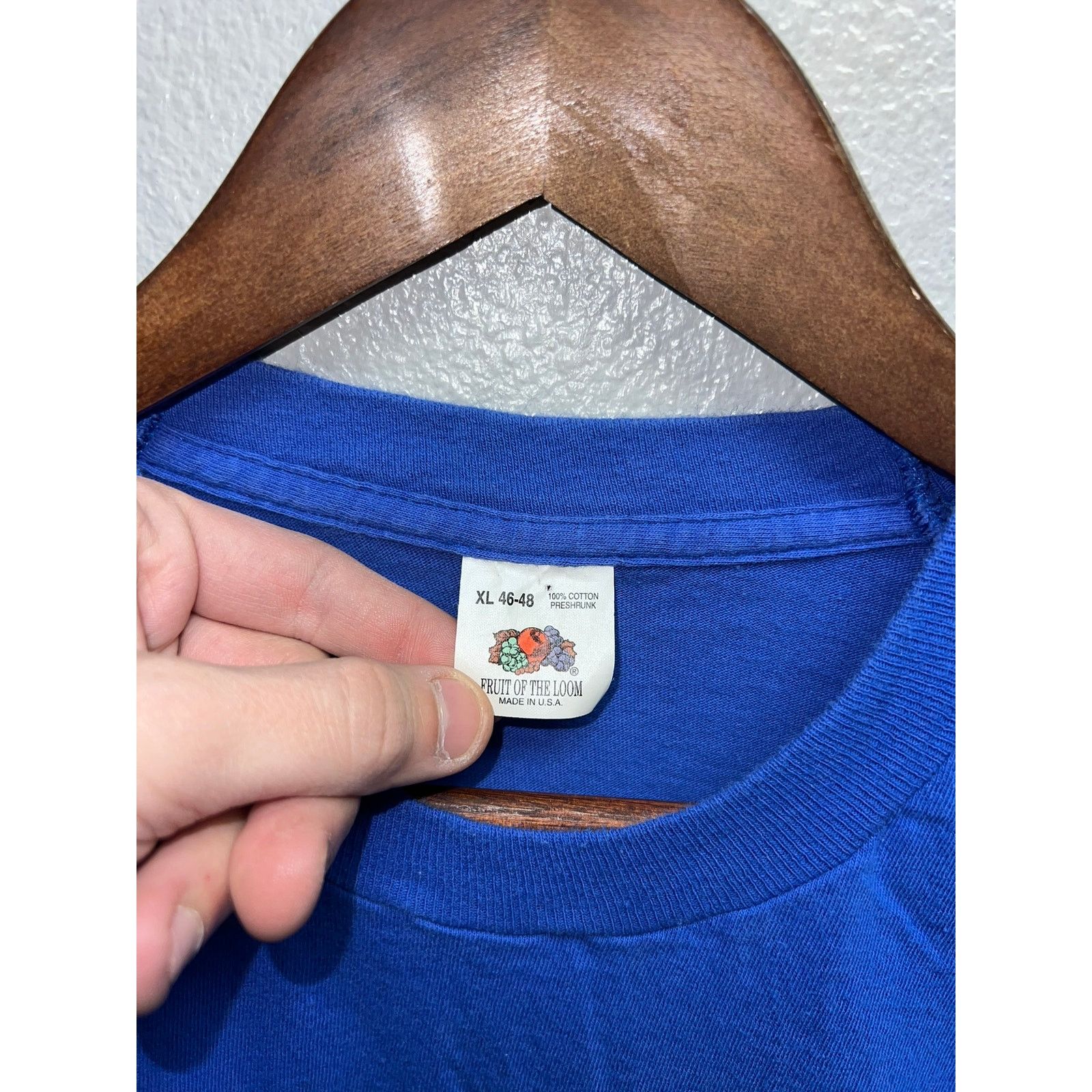 Fruit Of The Loom Vintage Blue Blank Shirt Fruit Of The Loom 90s Tee VTG Large Size US L / EU 52-54 / 3 - 5 Thumbnail
