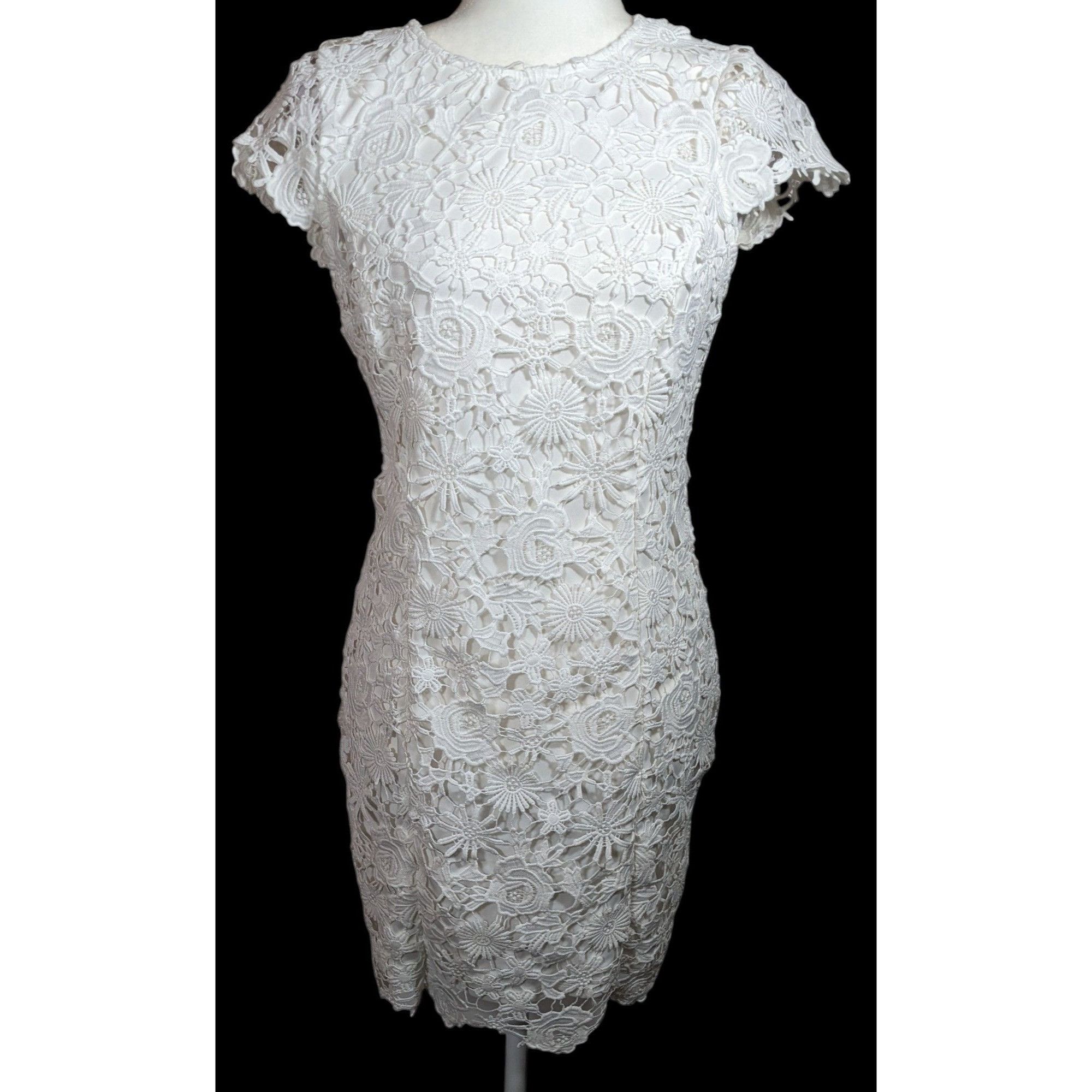 Lulus Lulus Romance Language White Floral Lace Backless Dress Size M / US 6-8 / IT 42-44 - 1 Thumbnail