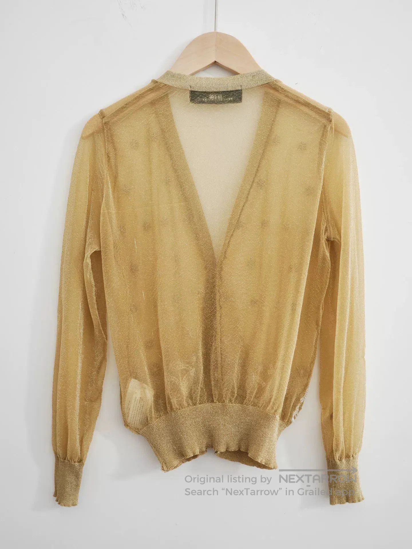 Comme des Garcons gold embroidered lightweight knit cardigan. Size XXS / US 00 / IT 34 - 5 Thumbnail