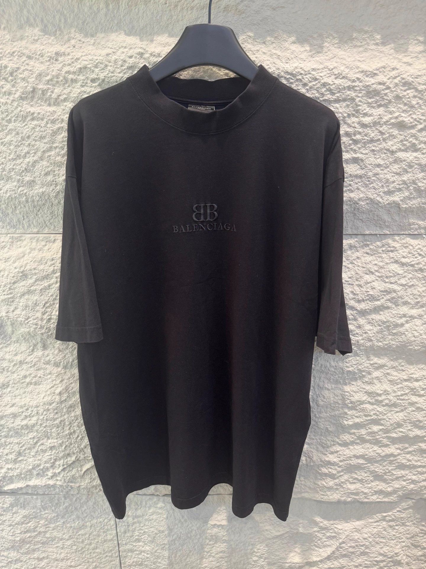 Balenciaga Balenciaga Black BB Embroidered Oversized T-shirt Size L / US 10 / IT 46 - 1 Thumbnail