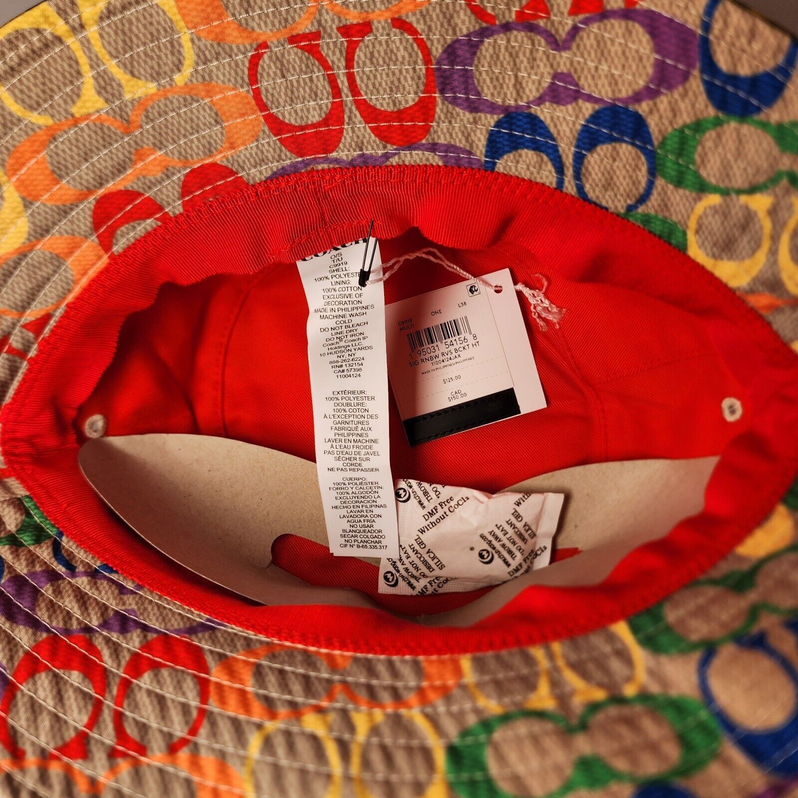 Coach NWT Coach Rainbow Signature Bucket Hat C9919 One Size Size ONE SIZE - 4 Thumbnail