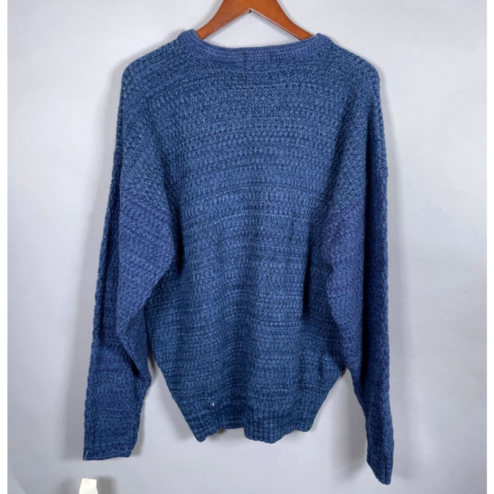 Sears VINTAGE Sears Men's Sweater Chunky Knit Crewneck L Blue Casual 90s Retro Heavyweight USA Size US L / EU 52-54 / 3 - 2 Thumbnail