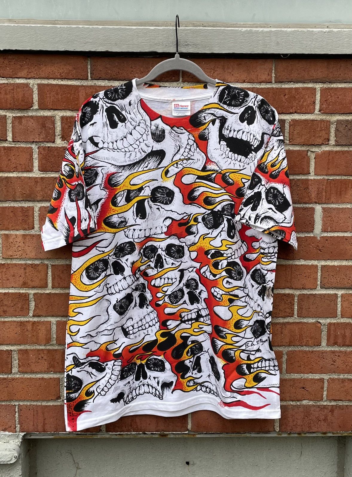 Hanes Vintage Burning Skulls B.A.R. Ghost Rider Inspired AOP tee Size US L / EU 52-54 / 3 - 1 Thumbnail