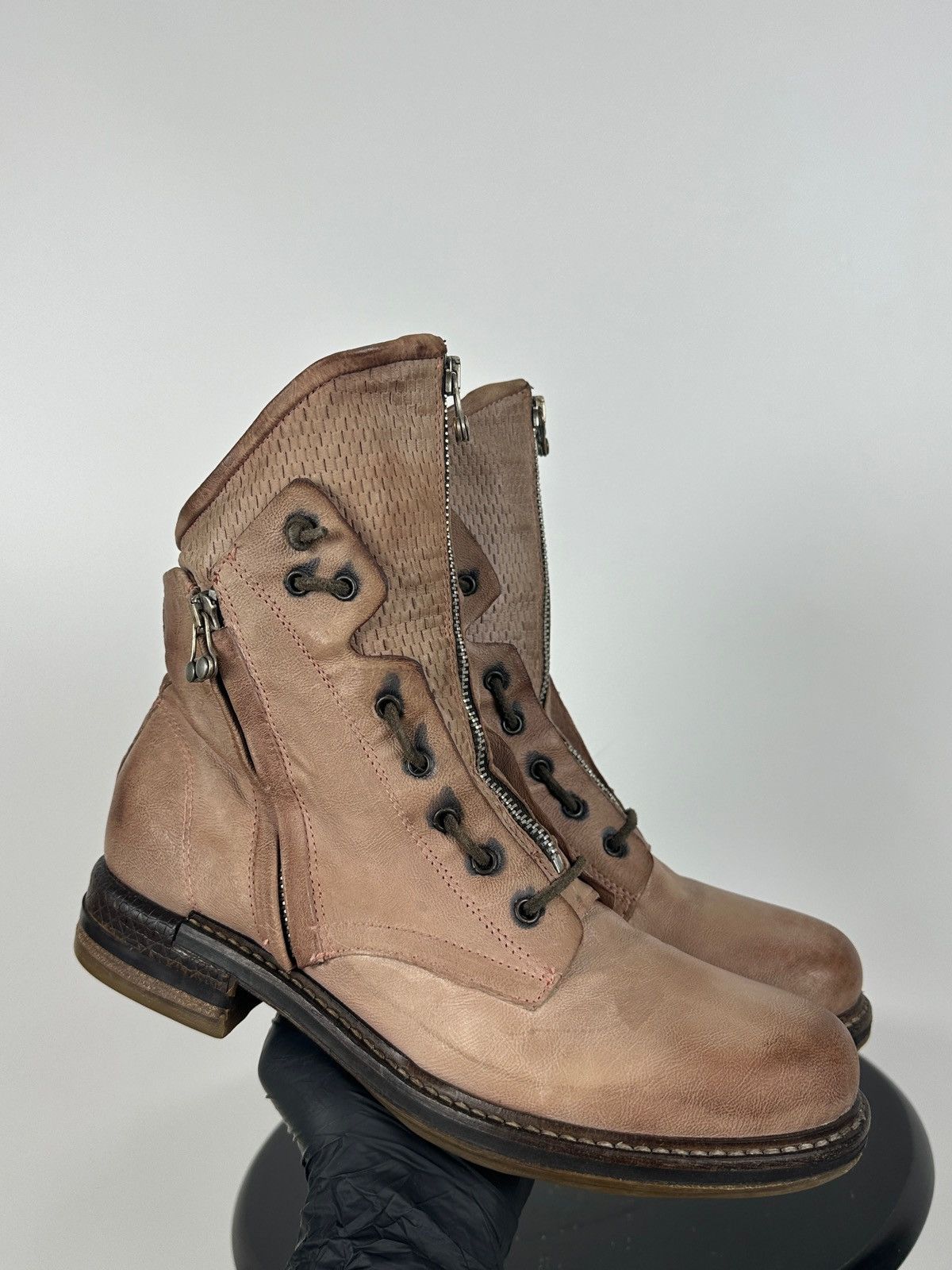 A.S.98 A.S.98. Airstep Leather Front Zip Biker Combat Ankle Boots Size US 10 / IT 40 - 4 Thumbnail