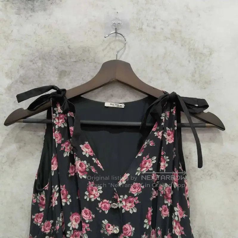 Miu Miu Miu Miu Summer Denim Floral Sleeveless Dress . Size M / US 6-8 / IT 42-44 - 3 Thumbnail