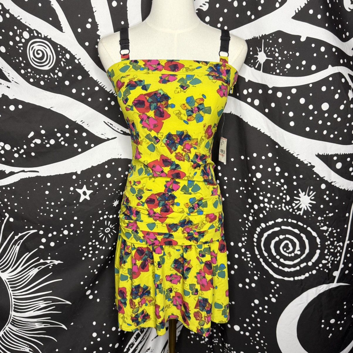 Other Rachel Rachel Roy Chartreuse Yellow Floral Drop Waist Ruffle Size XS / US 0-2 / IT 36-38 - 1 Thumbnail