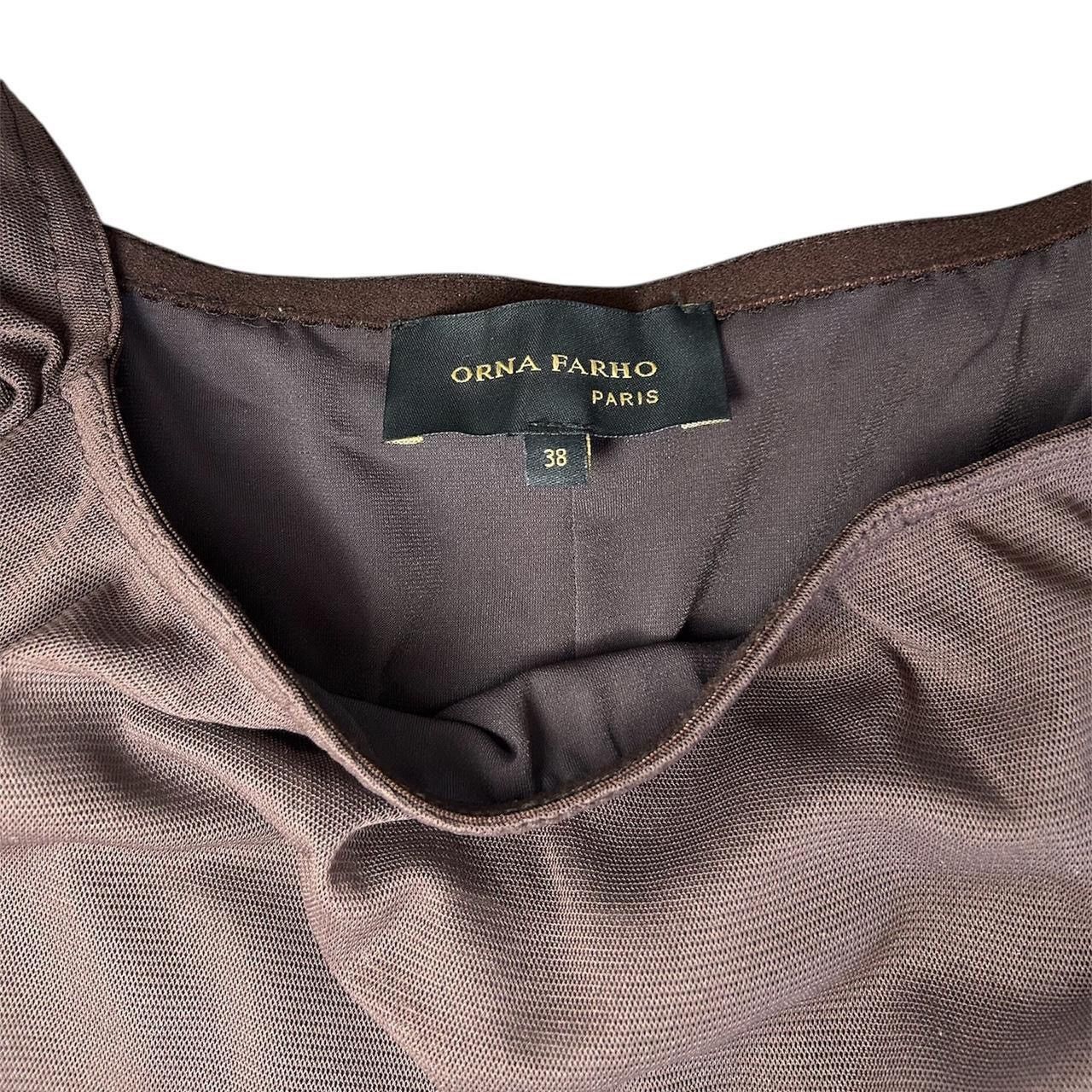Designer Orna Farho Paris Brown Ruched Bodycon Dress Size M / US 6-8 / IT 42-44 - 4 Thumbnail