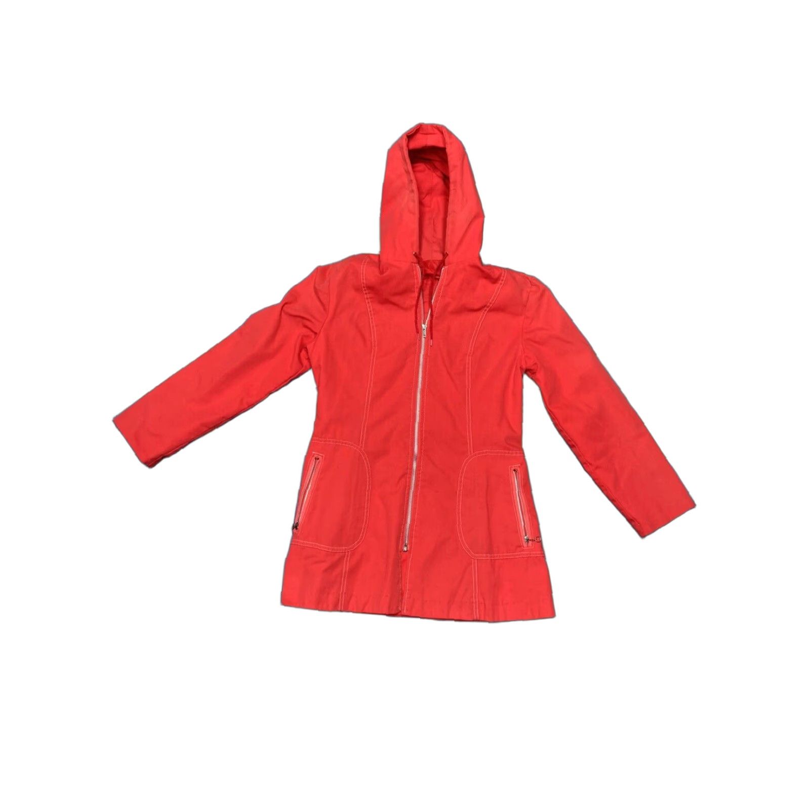 Vintage VINTAGE 60s Full Zip Hooded Red Jacket Small Women S Zipper Serval Loop Vintage 50s vtg Size S / US 4 / IT 40 - 1 Thumbnail