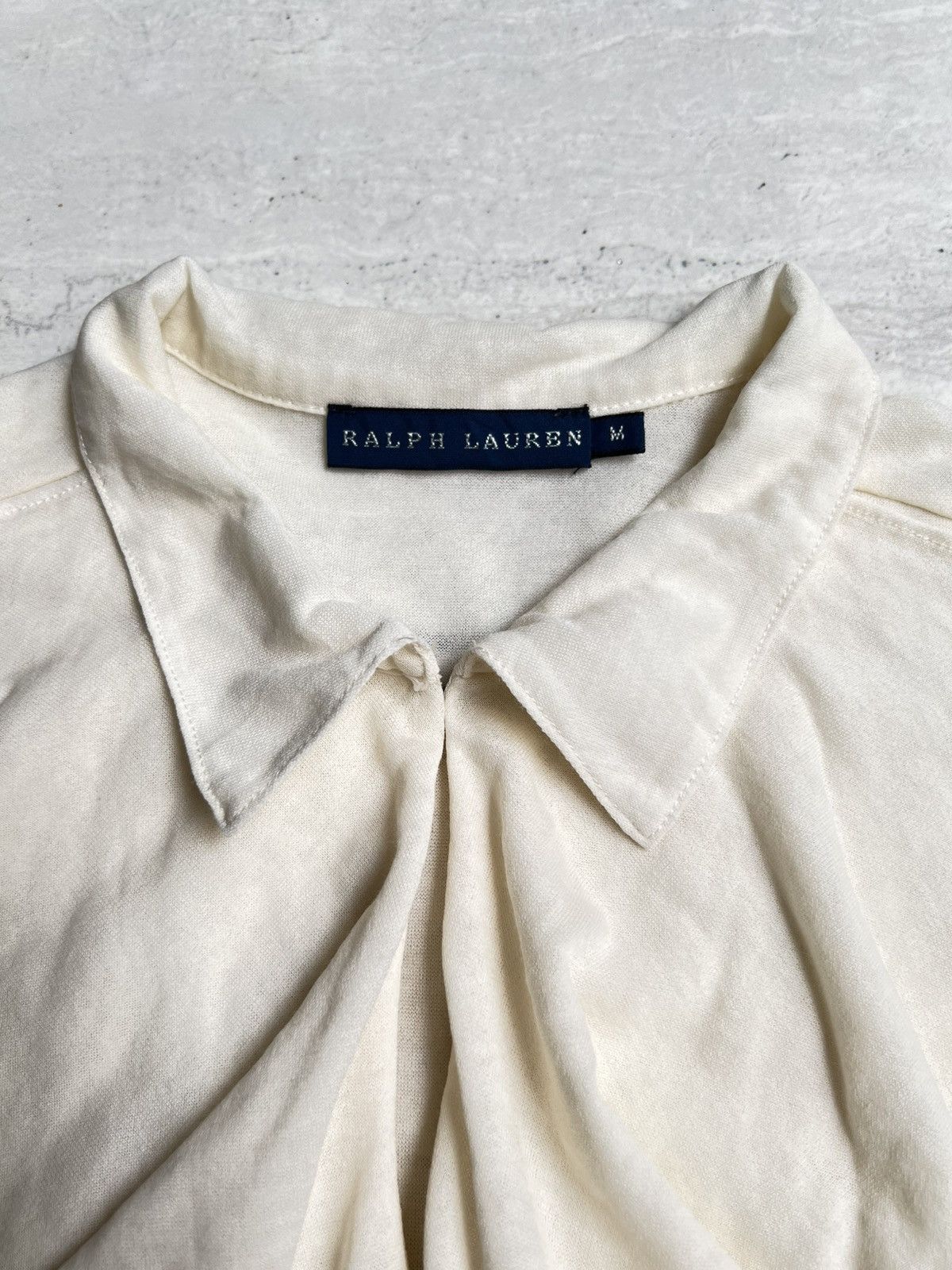 Ralph Lauren RALPH LAURENT Cream Shawl Tie Shirt Size US XS / EU 42 / 0 - 5 Thumbnail