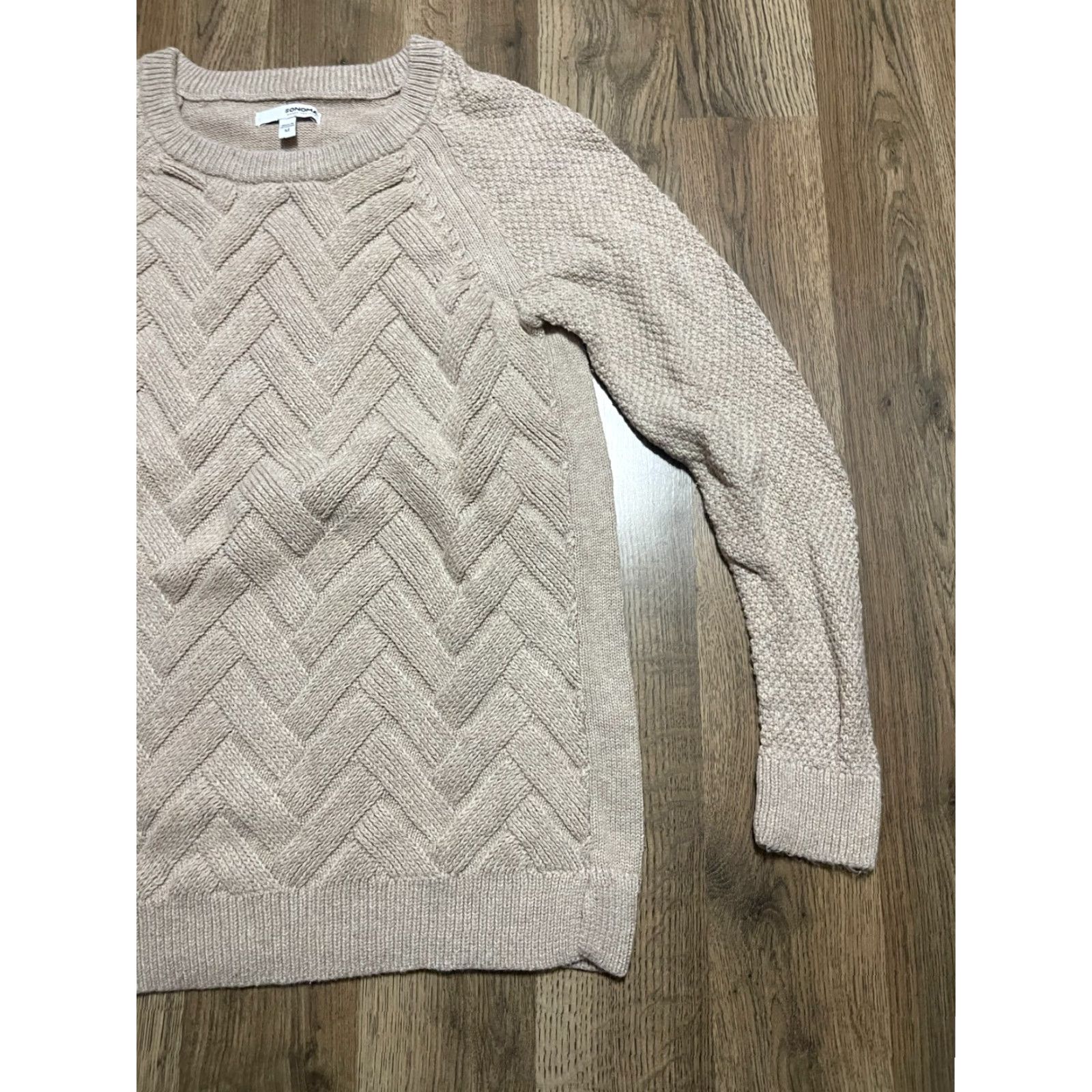 Vintage SONOMA Sweater Women’s M Tan Pullover Crew Neck Regular Casual Size M / US 6-8 / IT 42-44 - 4 Thumbnail